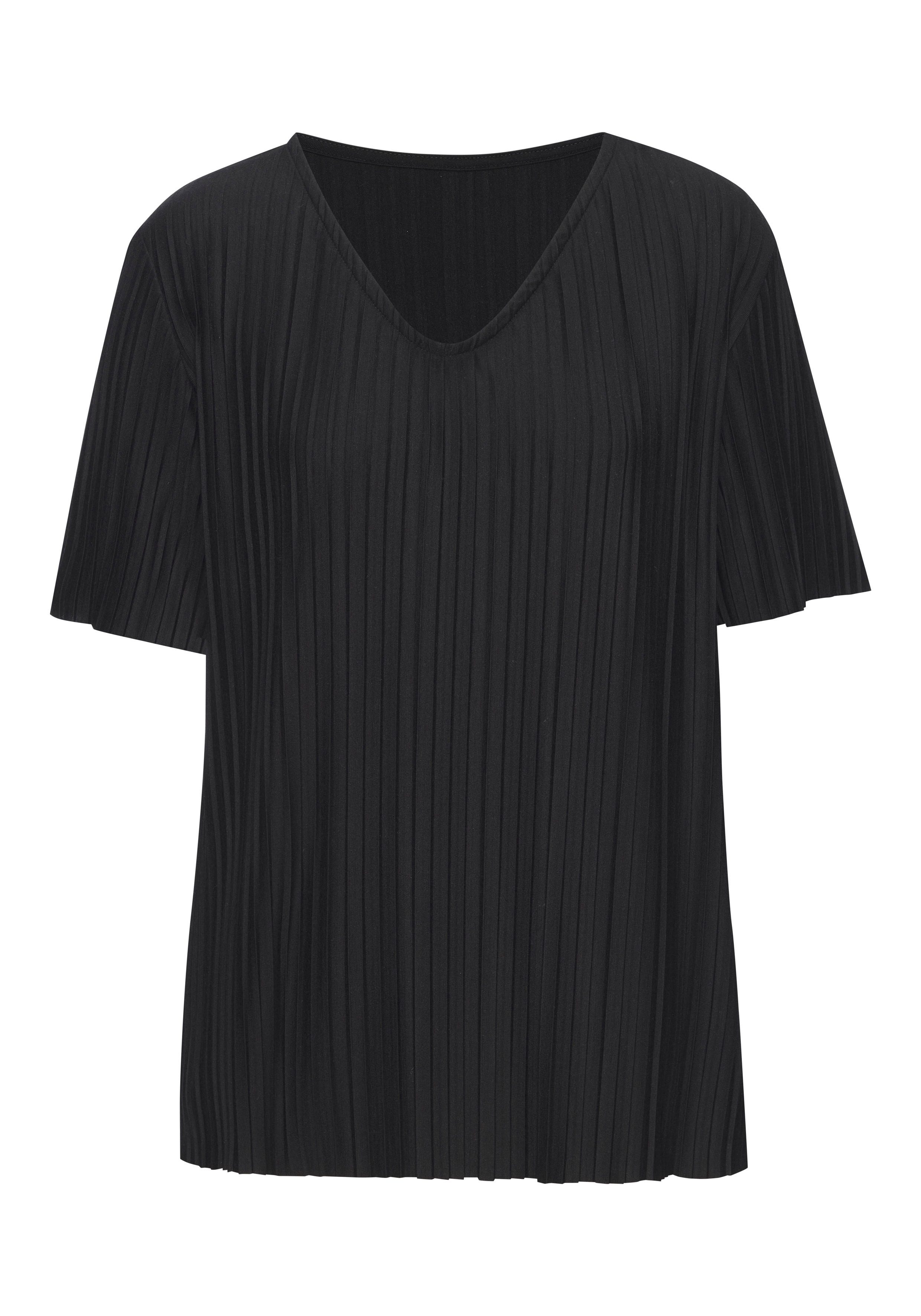 LASCANA Plisseeshirt Angenehme Viskose-Mischqualität