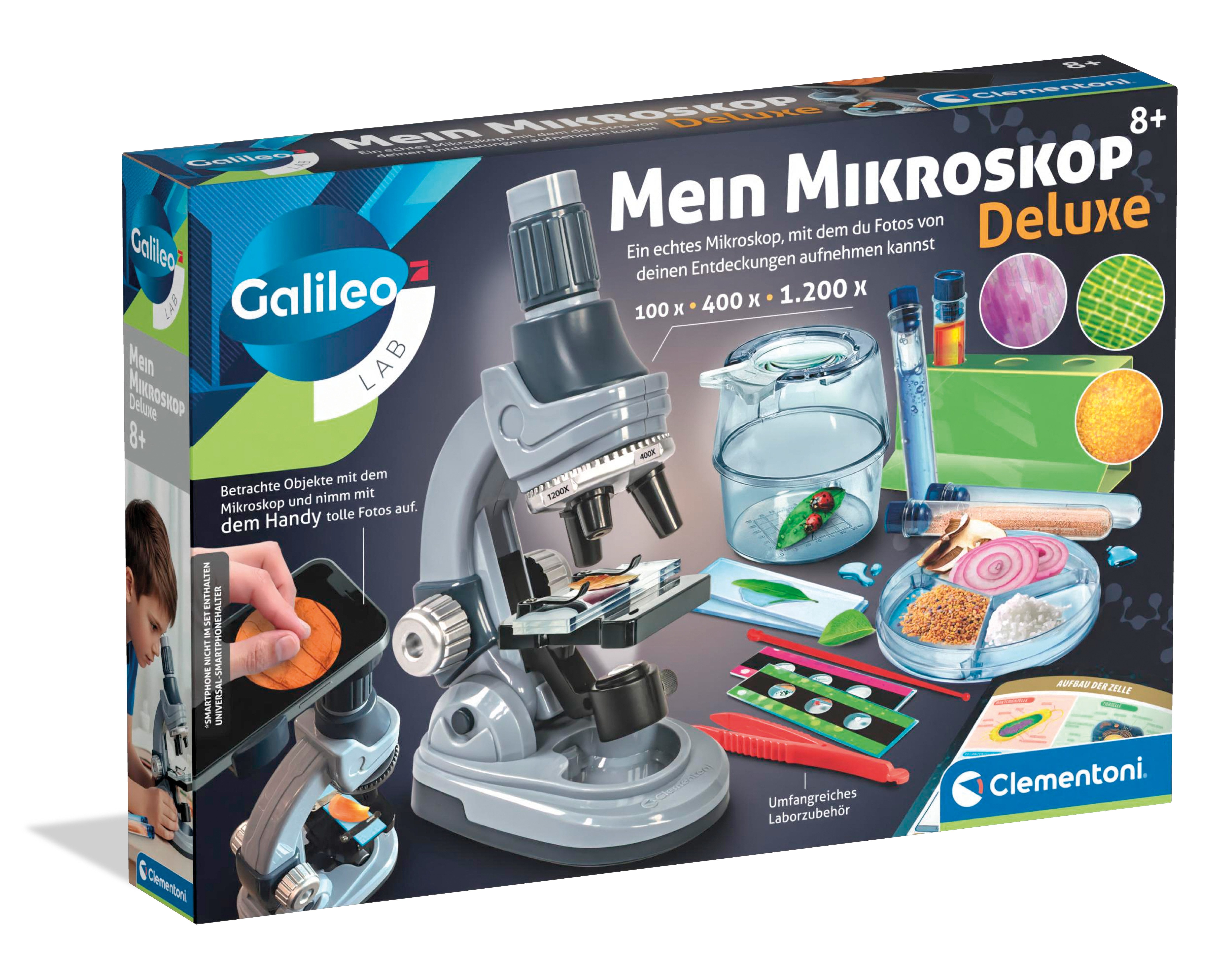 Clementoni® Experimentierkasten Galileo Lap, Mein Mikroskop Deluxe, mit Smartphone-Halter