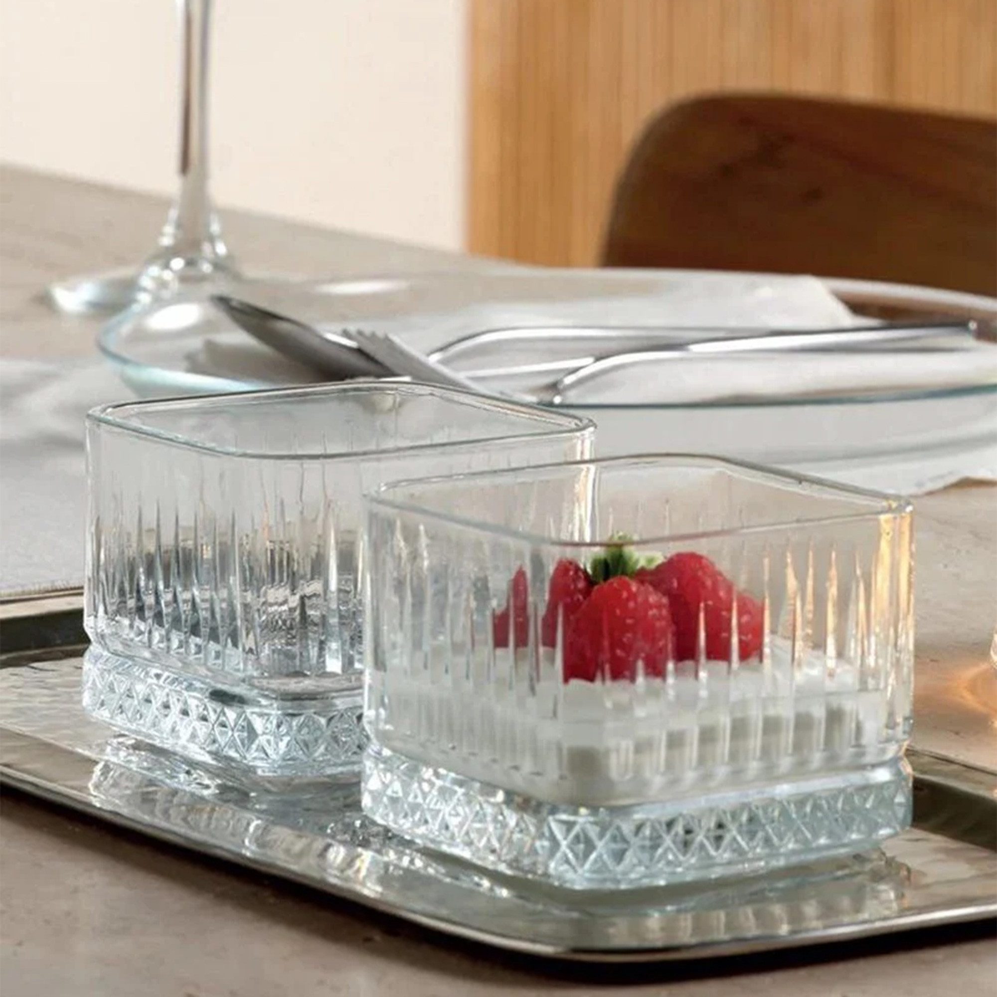 Pasabahce Schale Elysia Stapelbare Quadratisch Glasschale 235 ml (7 3/4 oz), Glas, (8er-Set, 6-tlg), Stapelbar, langlebig, spülmaschinengeeignet