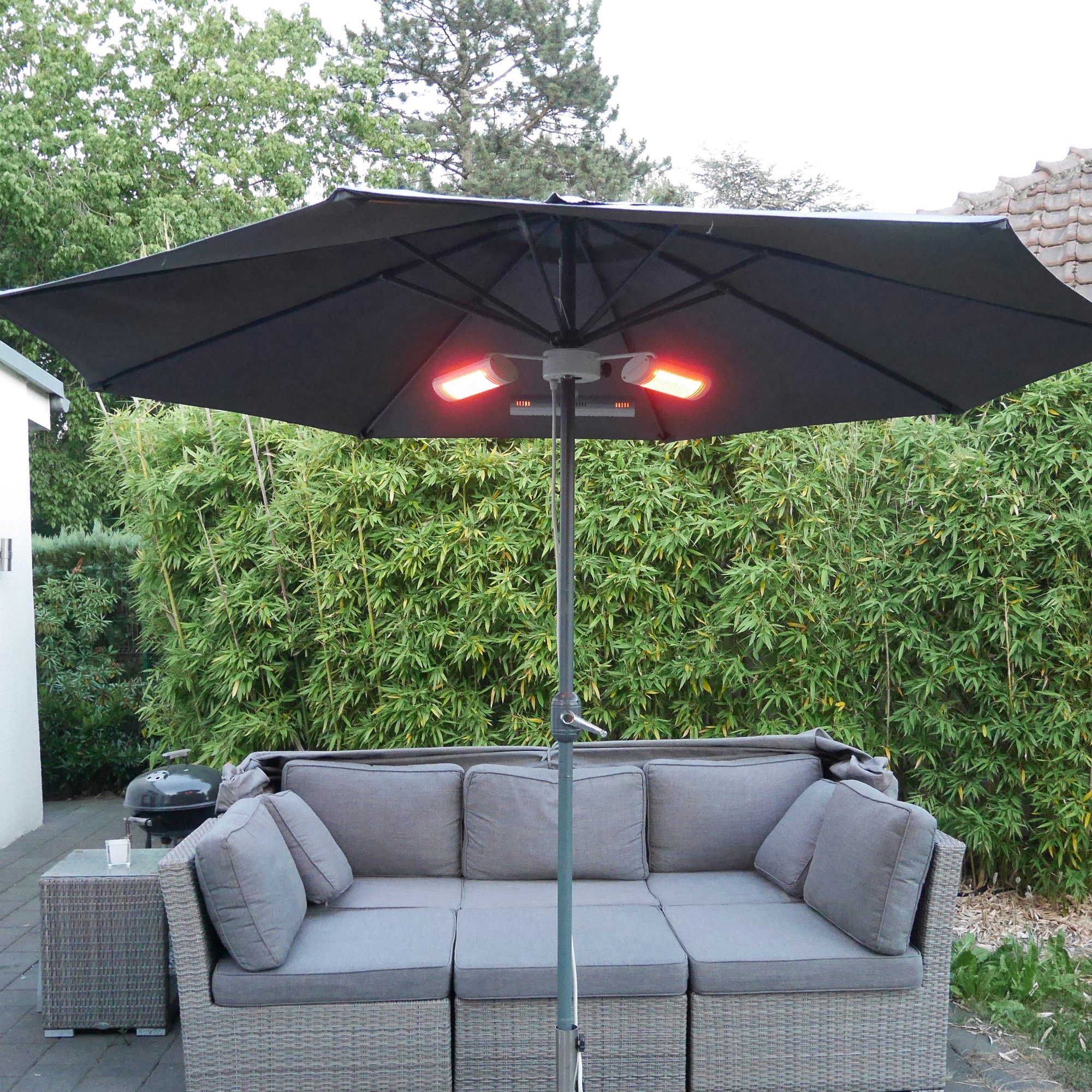 Vasner Heizstrahler Sonnenschirm, Umbrella Gastronomieschirme 3000 silber, Terrassen- für mit W, und X30, Fernbedienung