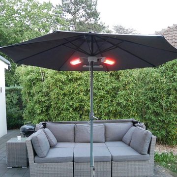 Vasner Heizstrahler Sonnenschirm, silber, Umbrella X30, 3000 W, mit Fernbedienung, für Terrassen- und Gastronomieschirme