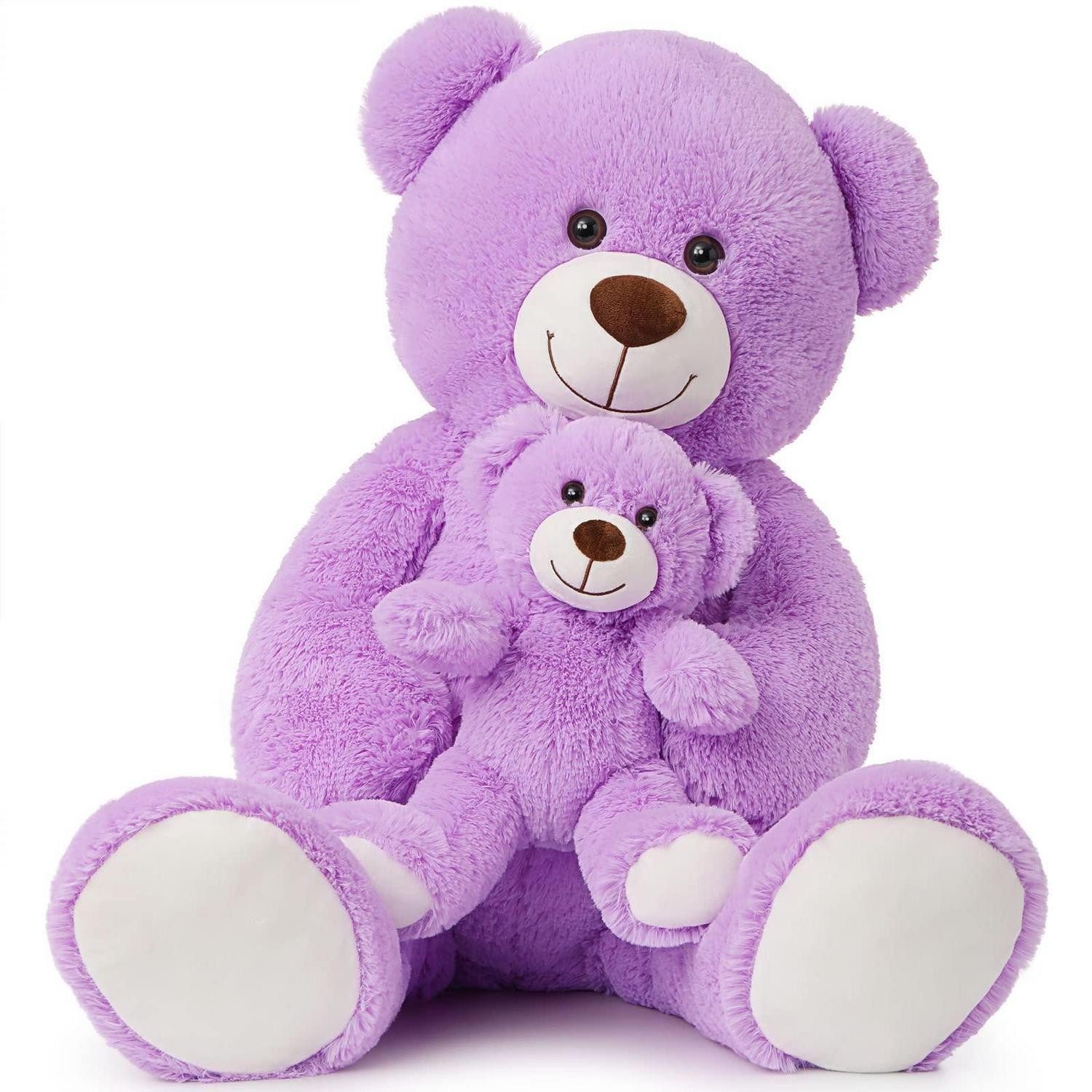 LuxusKollektion Kuscheltier Teddybär XXL Kuscheltier Kleinbär Mädchen Kinder Purpur 100 cm
