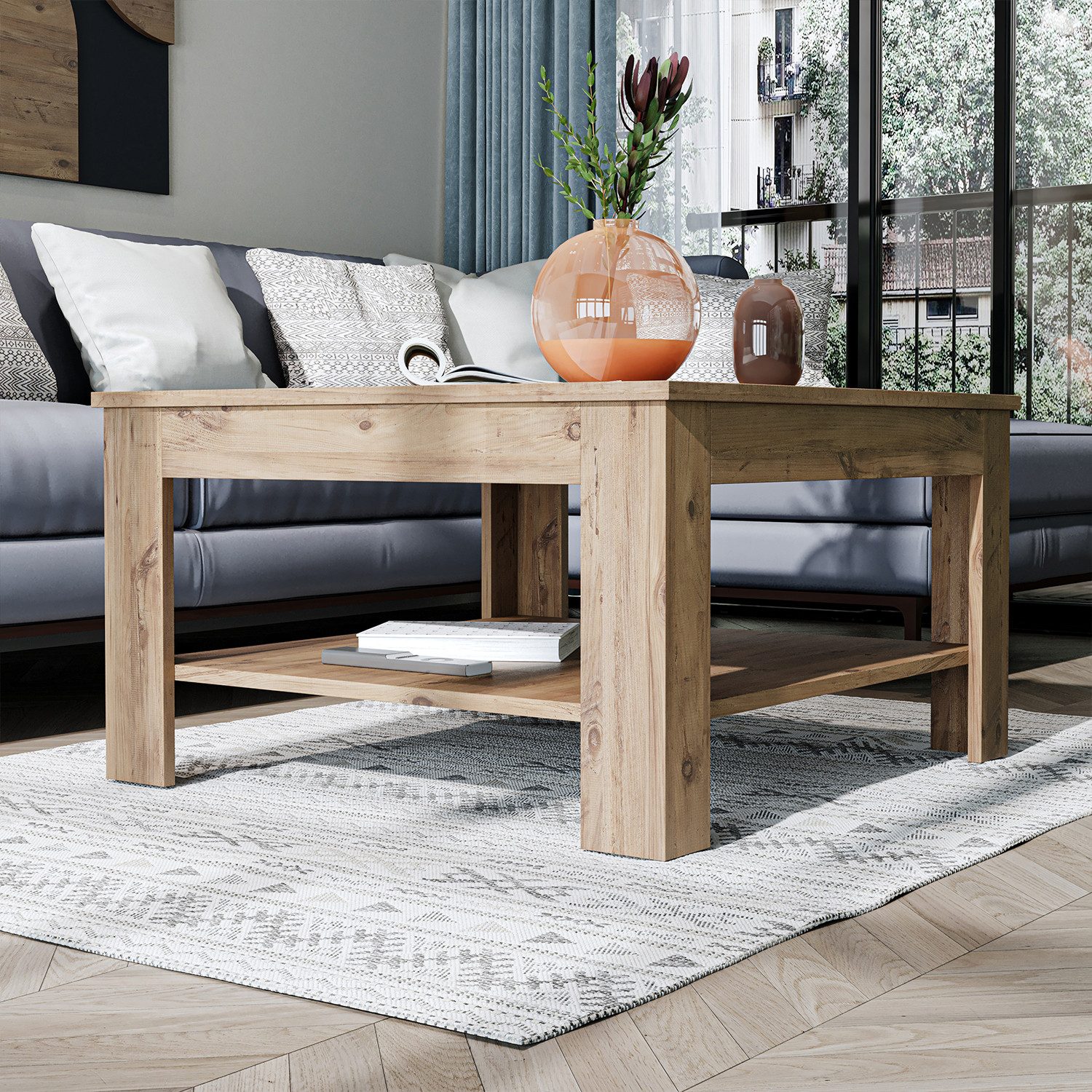 Roomart Wohnzimmertisch Couchtisch HELSINKI mit Ablageboden Wohnzimmertisch Sofatisch modern, Mit unterer Ablage, in zwei Formaten – Bild 3 von 5
