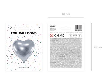 partydeco Folienballon, Folienballon Herz 51cm Silber