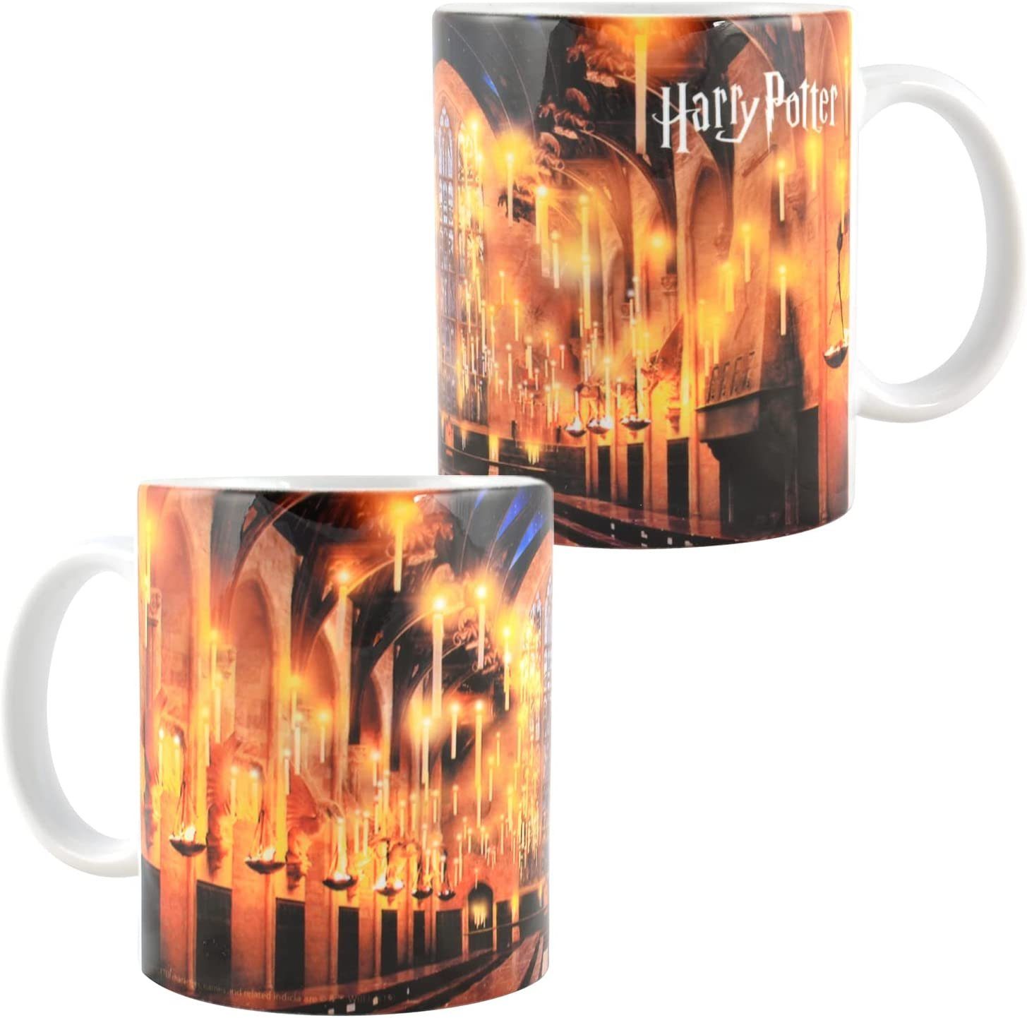 United Labels® Tasse Harry Potter Tasse - Hogwarts Schwarz Orange 320 ml, Keramik