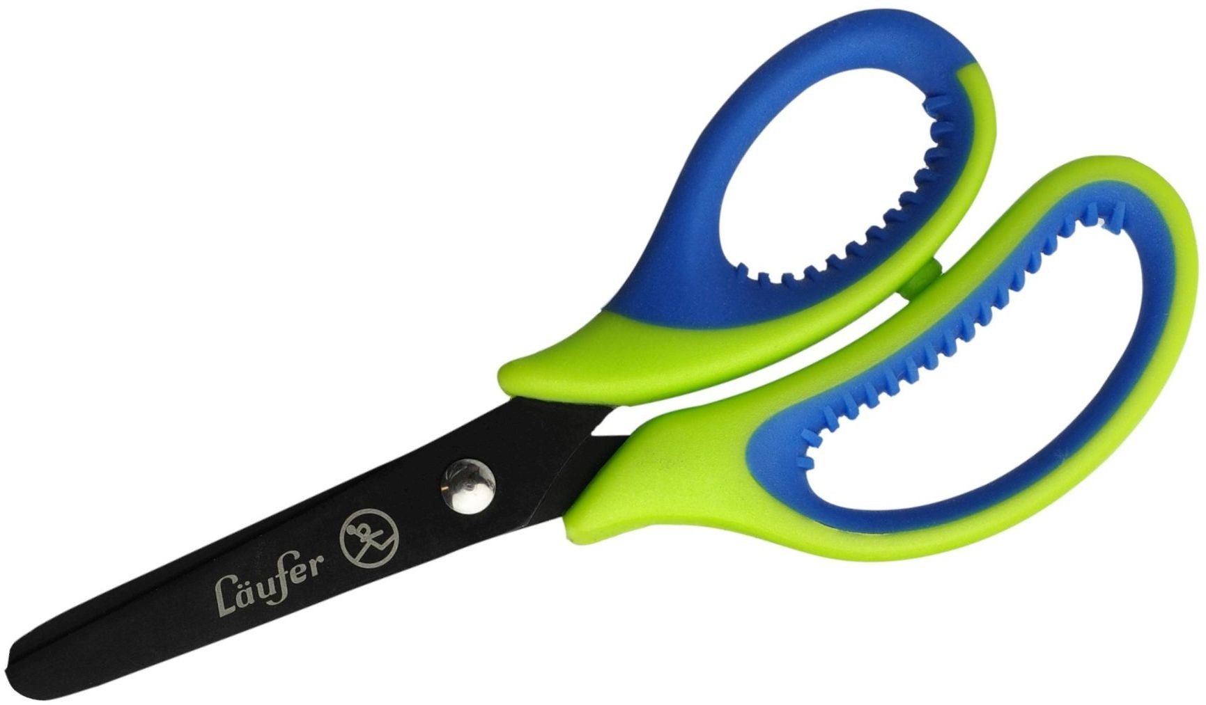 Läufer Papierscheren Bastelschere 13cm rund mit weichem Komfortgriff grün-blau