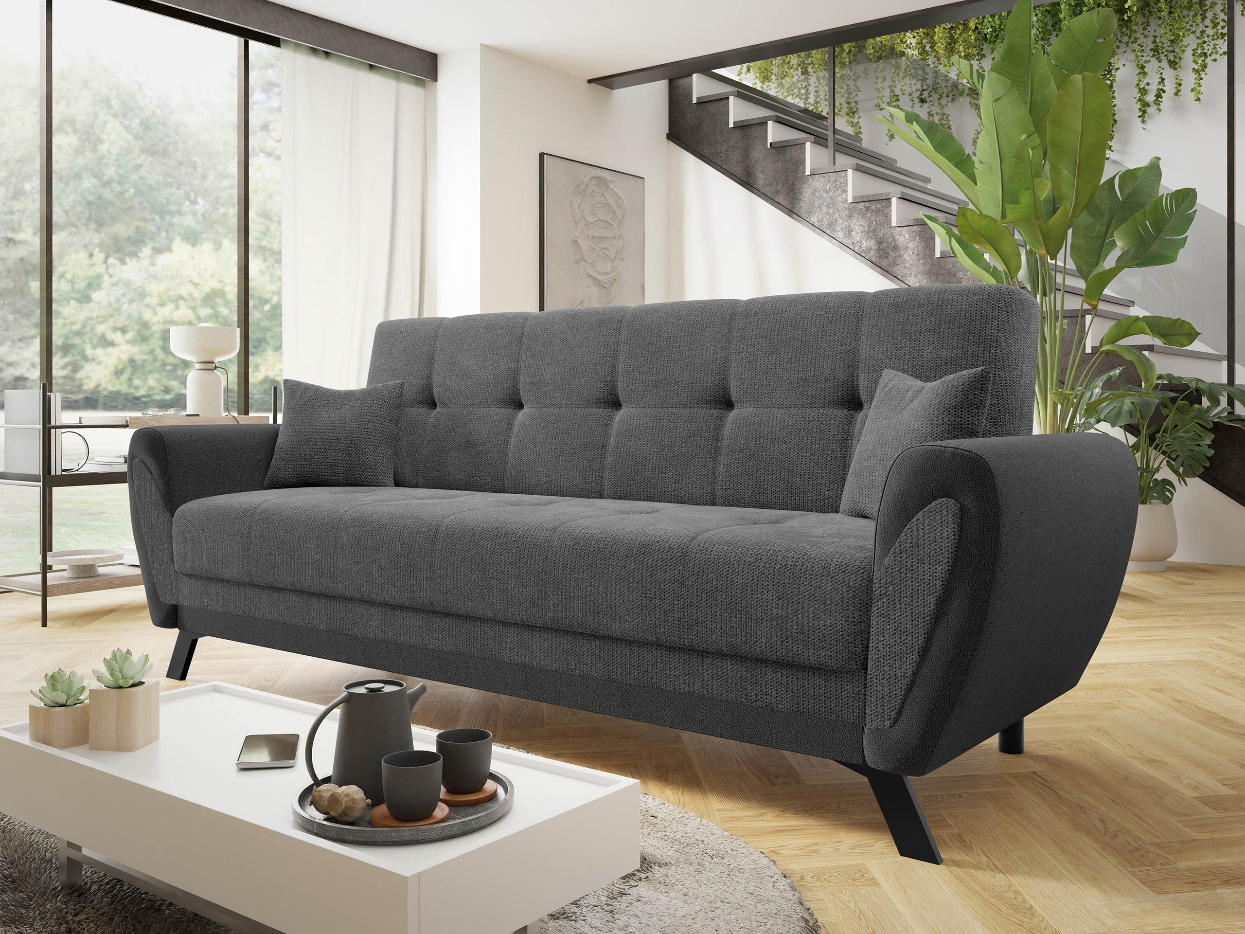 MIRJAN24 Schlafsofa Kaja, mit Schlaffunktion und Bettkasten, 3-Sitzer, Meta günstig online kaufen