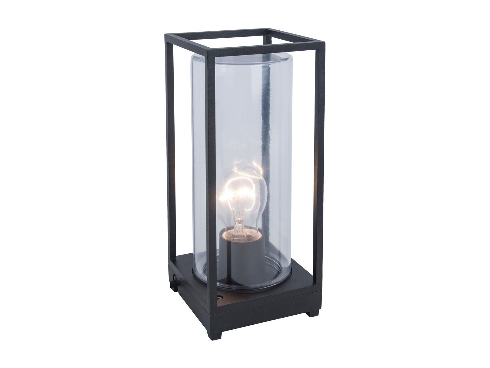 LUTEC LED Außen-Tischleuchte, LED wechselbar, Warmweiß, Outdoor Tisch-laterne für draußen, Landhausstil, Schwarz H: 27cm IP 44