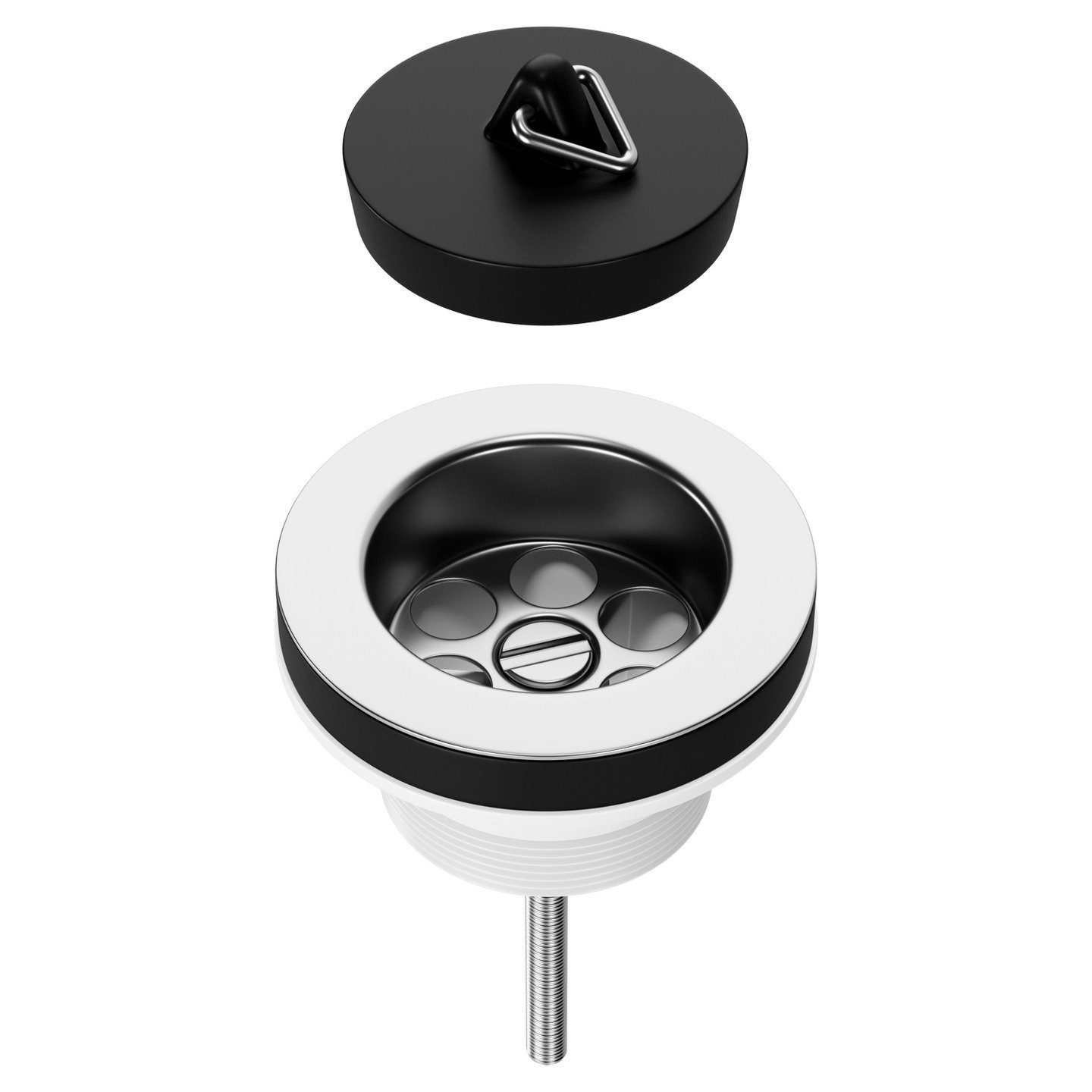 AQUADE Ablaufventil 1½“ x 30mm, 1-tlg., Abflussventil Ø70mm mit Stopfen und Dreikantbügel