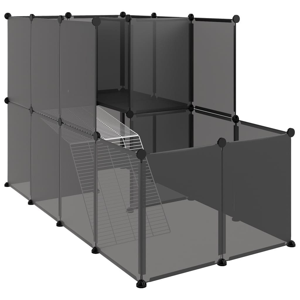 Kleintierkäfig Kleintierkäfig Schwarz 142x74x93 cm Kunststoff Polypropylen und Stahl