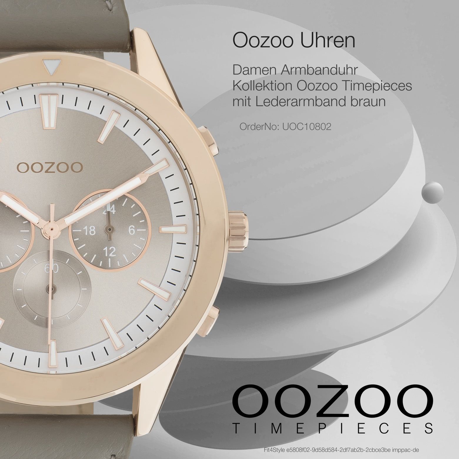 Analog, Lederarmband, groß rund, Sport-Style Damenuhr Damen OOZOO Quarzuhr braun Armbanduhr (ca. 45mm) Oozoo