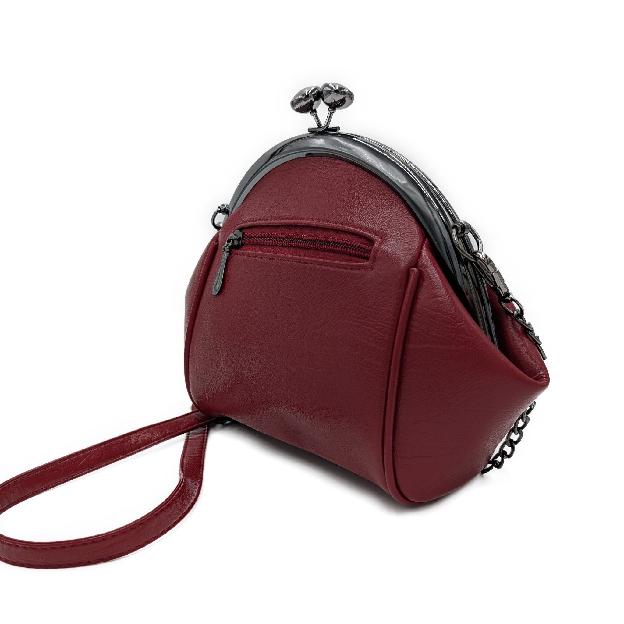 Mera Vellon Handtasche Damen Schultertasche "Varela" Umhängetasche mit Clipverschluss, Veganes Leder mit praktischem Clipverschluss
