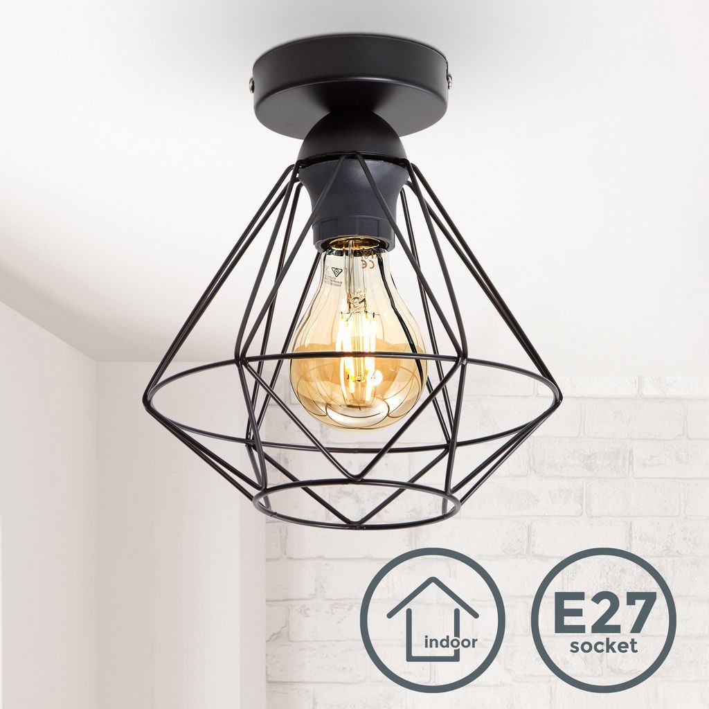 B.K.Licht LED Deckenleuchte Retro Deckenlampe Draht 1-flammig max. 40 Watt - BKL1234, ohne Leuchtmittel, 3000K - Warmweiß