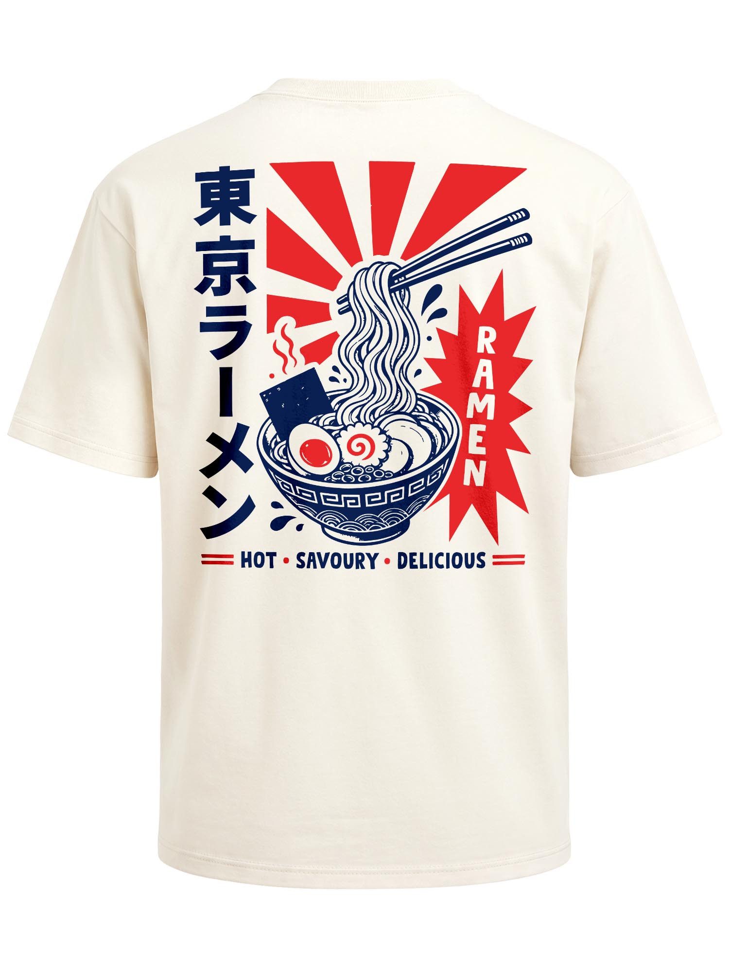 Neverless Oversize-Shirt Herren T-Shirt - Design Asia Ramen - Oversized Relaxed Fit Printshirt mit Print
