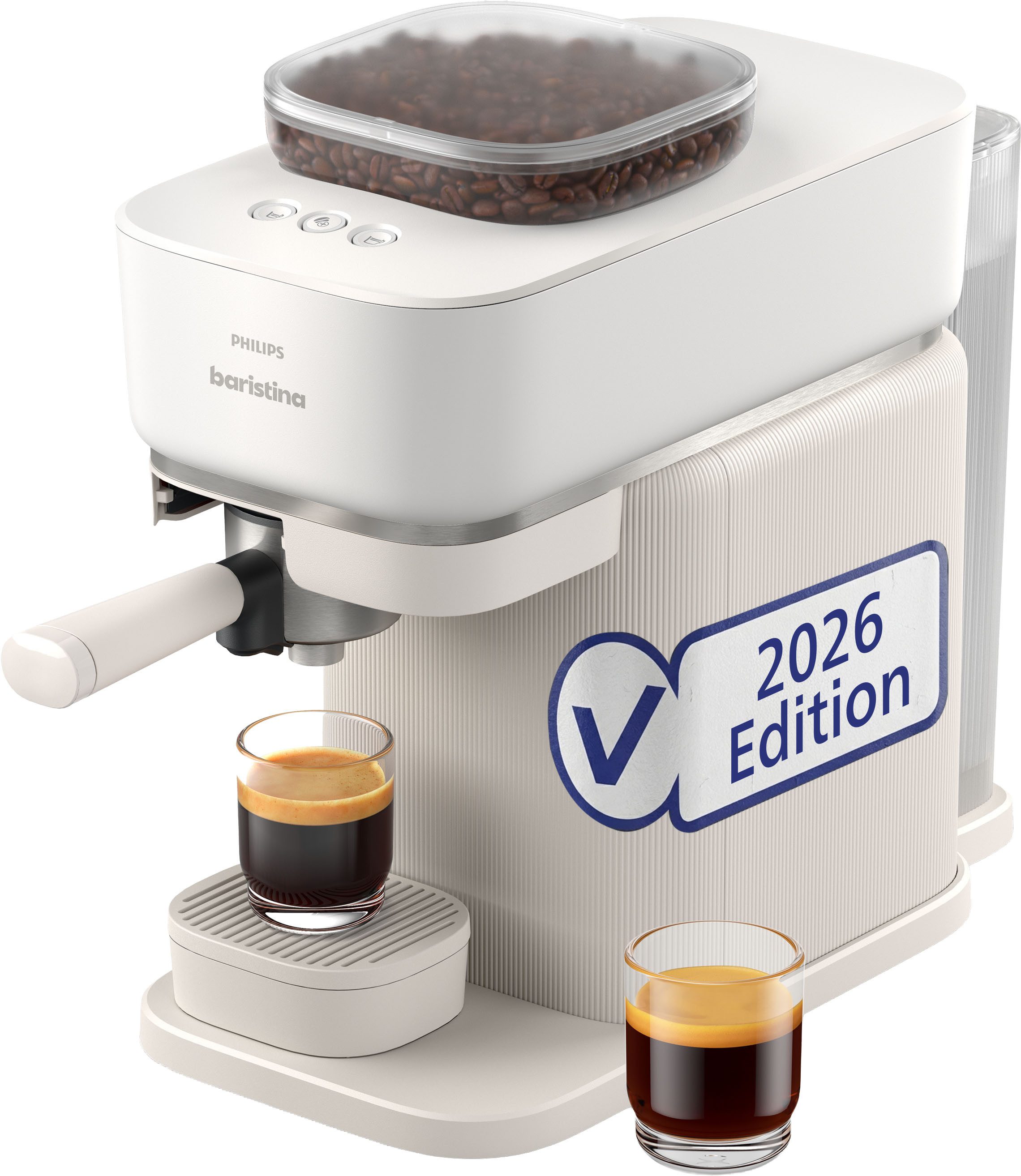 PHILIPS baristina Espressomaschine BAR305/00 mit Mahlwerk für ganze Bohnen, 16 bar Pumpendruck, Naturweiß​