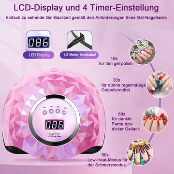 Aoucheni Lichthärtungsgerät UV Lampe für Gelnägel, 248W Nageltrockner Lampe mit 60 LED UV