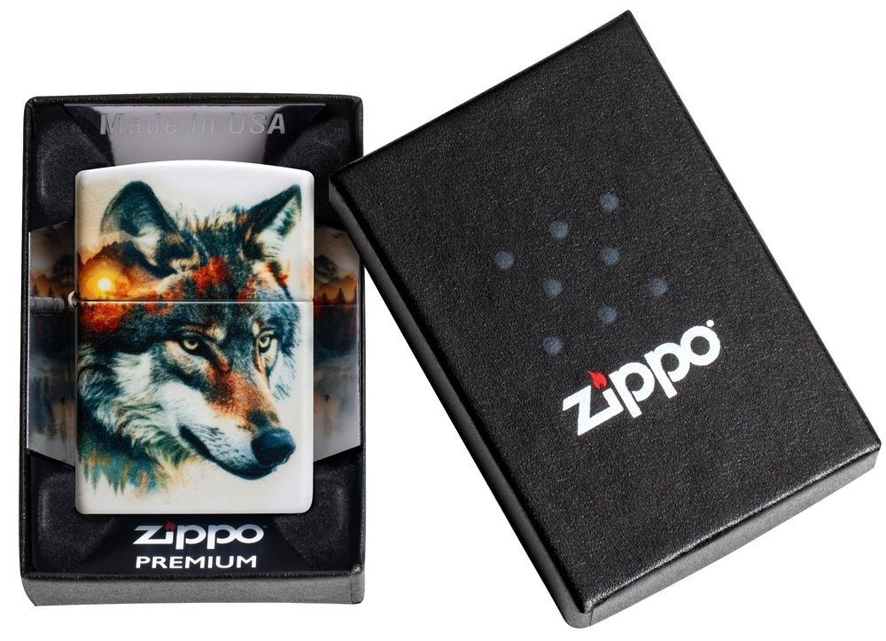 Zippo Feuerzeug 540°color Wolf Mountain and Sun, made in USA