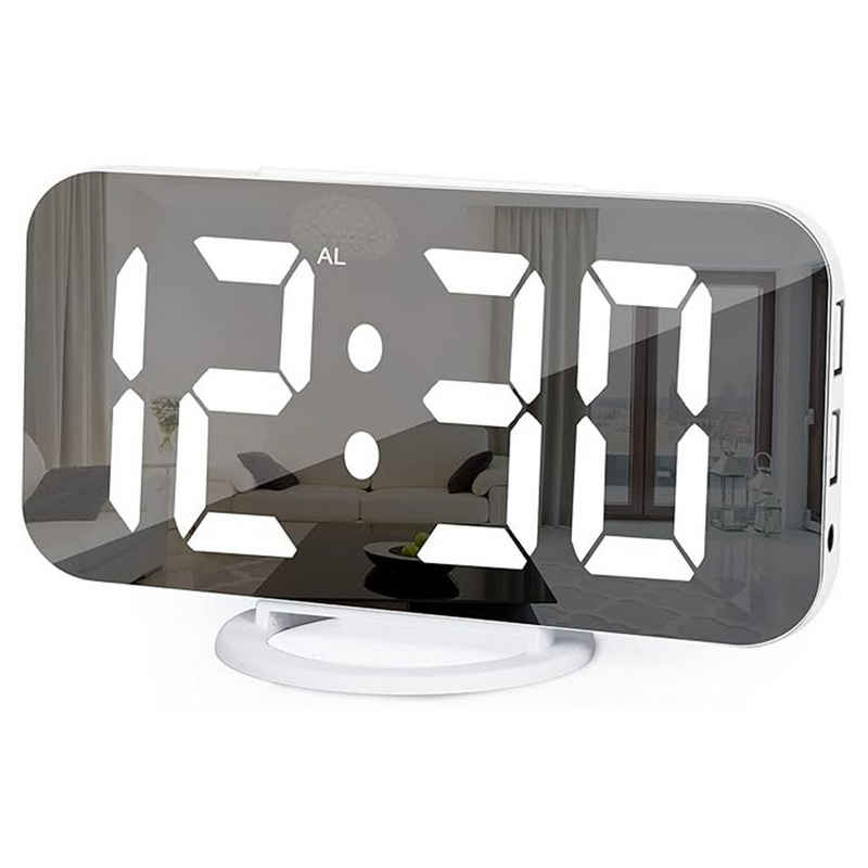 REDOM Wecker Digital Spiegel Wecker LED Spiegelwecker Digitalwecker 7,0" mit Akku Digitaluhr 2 USB-Anschluss 12/24H automatische Helligkeit Schlafzimmer