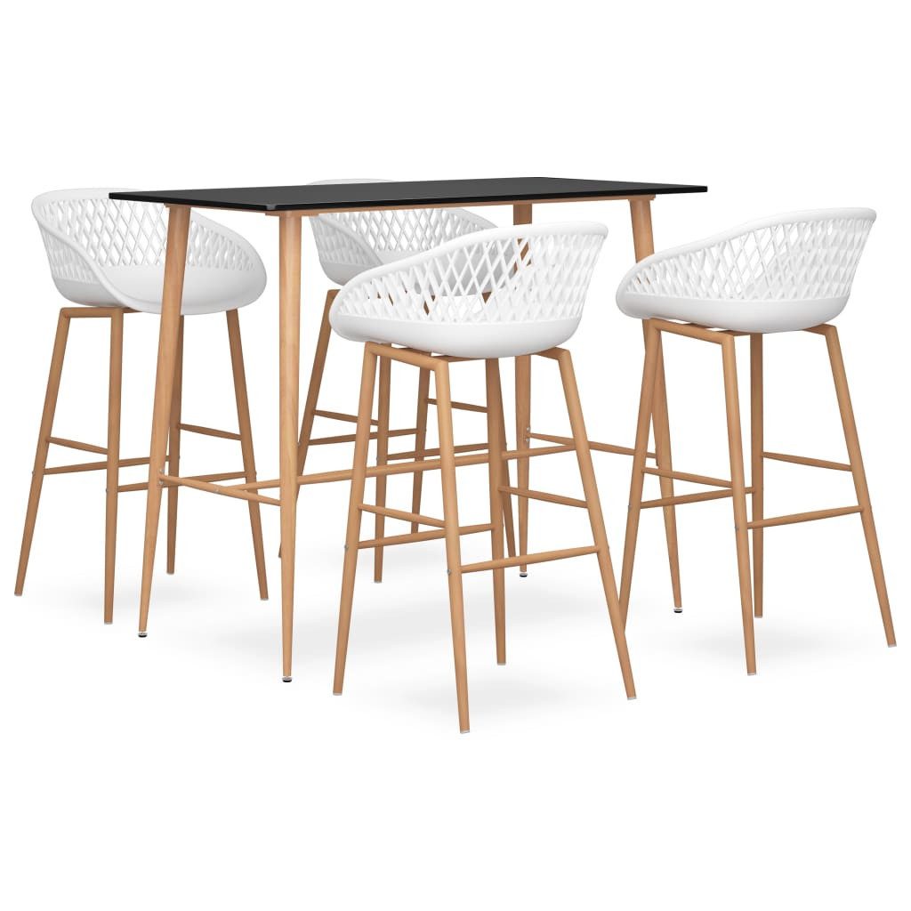 furnicato Bargruppe Bar-Set Schwarz 120x60x105 cm mit weißen Barhockern 48x47,5x95,5 cm, (1-tlg)