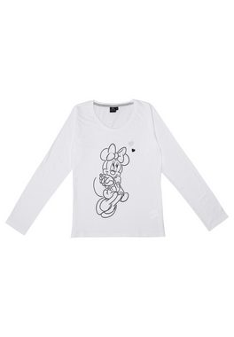 United Labels® Schlafanzug Disney Minnie Mouse Schlafanzug Damen Pyjama Set Langarm Weiß/Grau