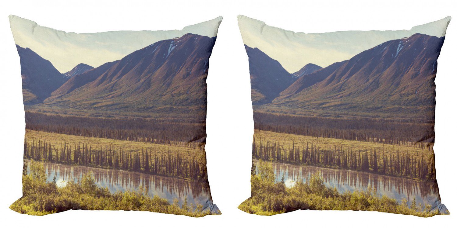 (2 Digitaldruck, Foto Idyllisches Doppelseitiger Kissenbezüge Abakuhaus Accent Land Stück), Alaska Modern