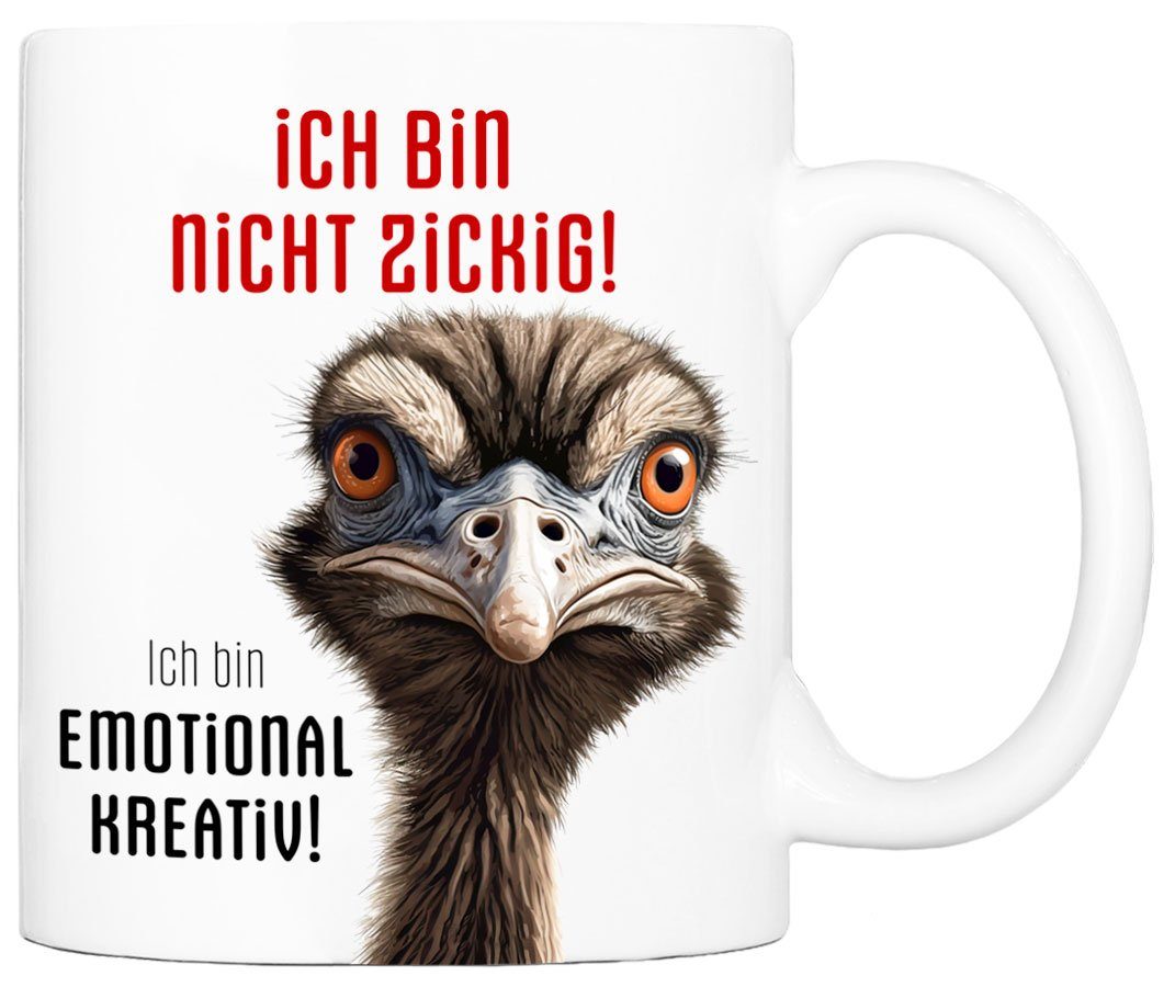 Cadouri Tasse ICH BIN NICHT ZICKIG Bürotasse, Kaffeetasse mit Spruch - Geschenk, Keramik, humorvolle Tasse, beidseitig bedruckt, handgefertigt, 330 ml