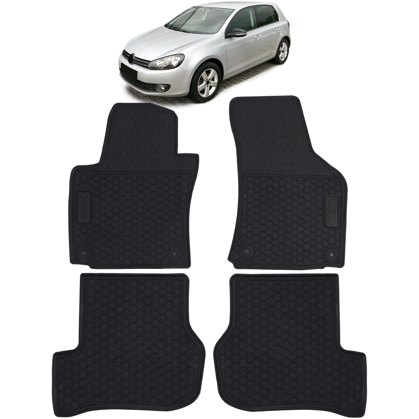 Tenzo-R Passform-Fußmatten Auto Gummi Fußmatten Schwarz Premium Set für VW Golf 5 Scirocco Golf 6