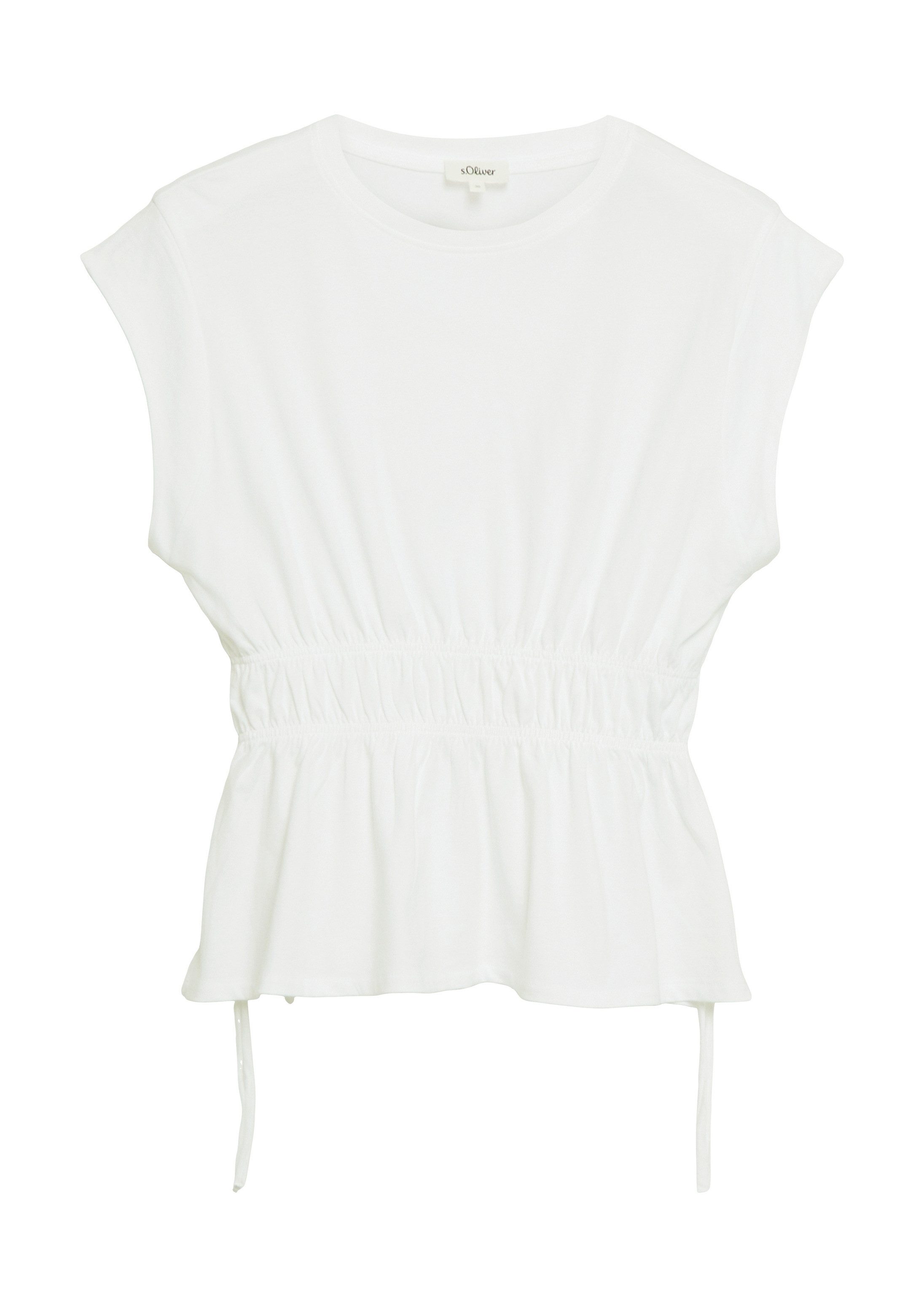 s.Oliver Muscleshirt T-Shirt T-Shirt mit Taillenraffung und Schleifendetail