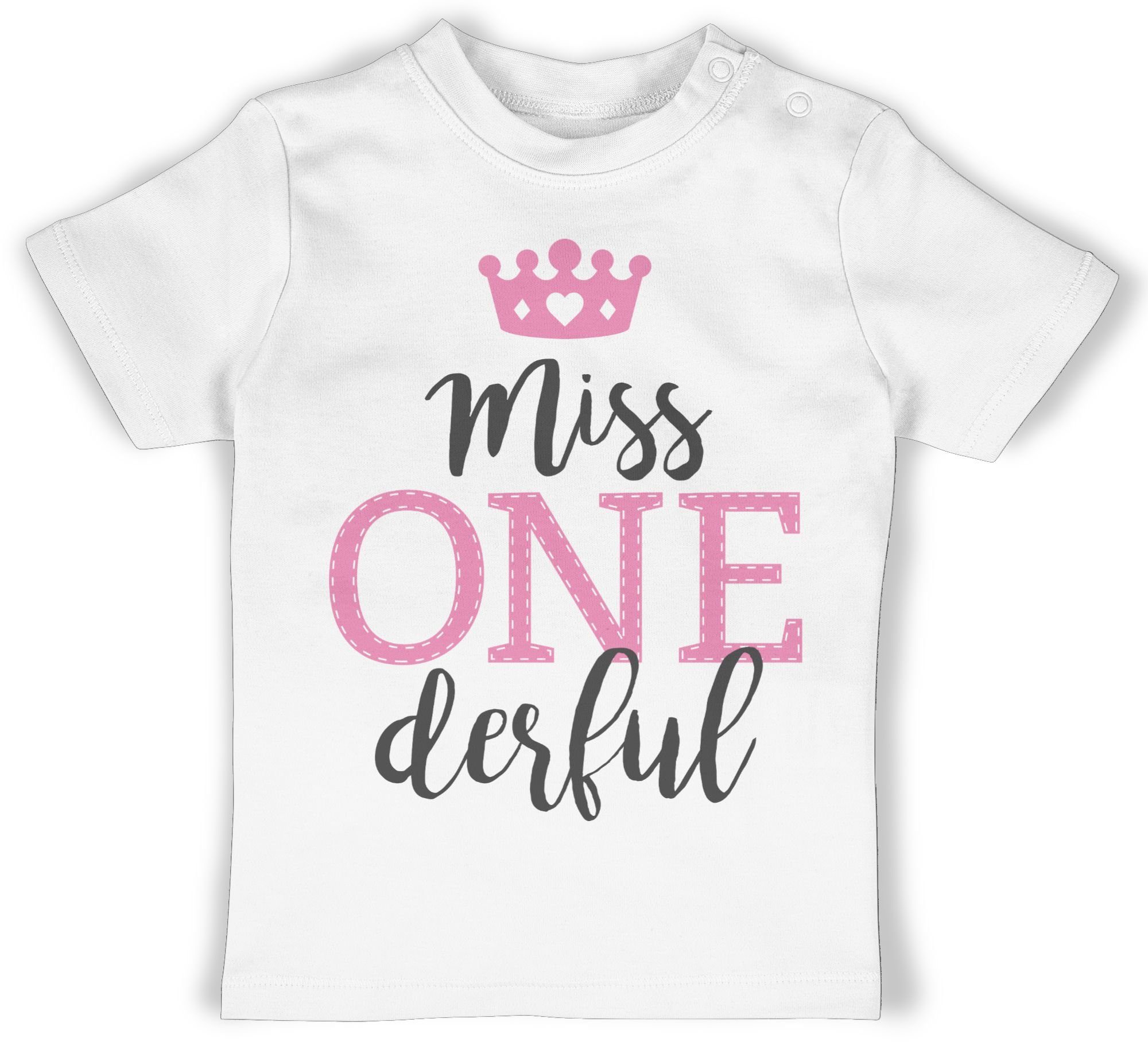 Shirtracer T-Shirt Miss One Derful 1. Geburtstag 1 Weiß