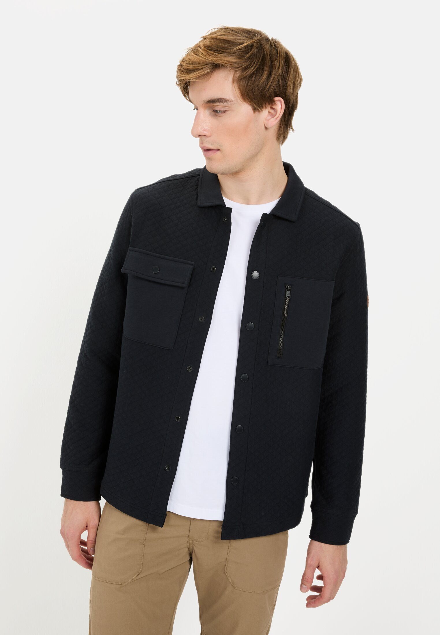 camel active Sweatjacke mit Brusttaschen Langarm Kentkragen günstig online kaufen