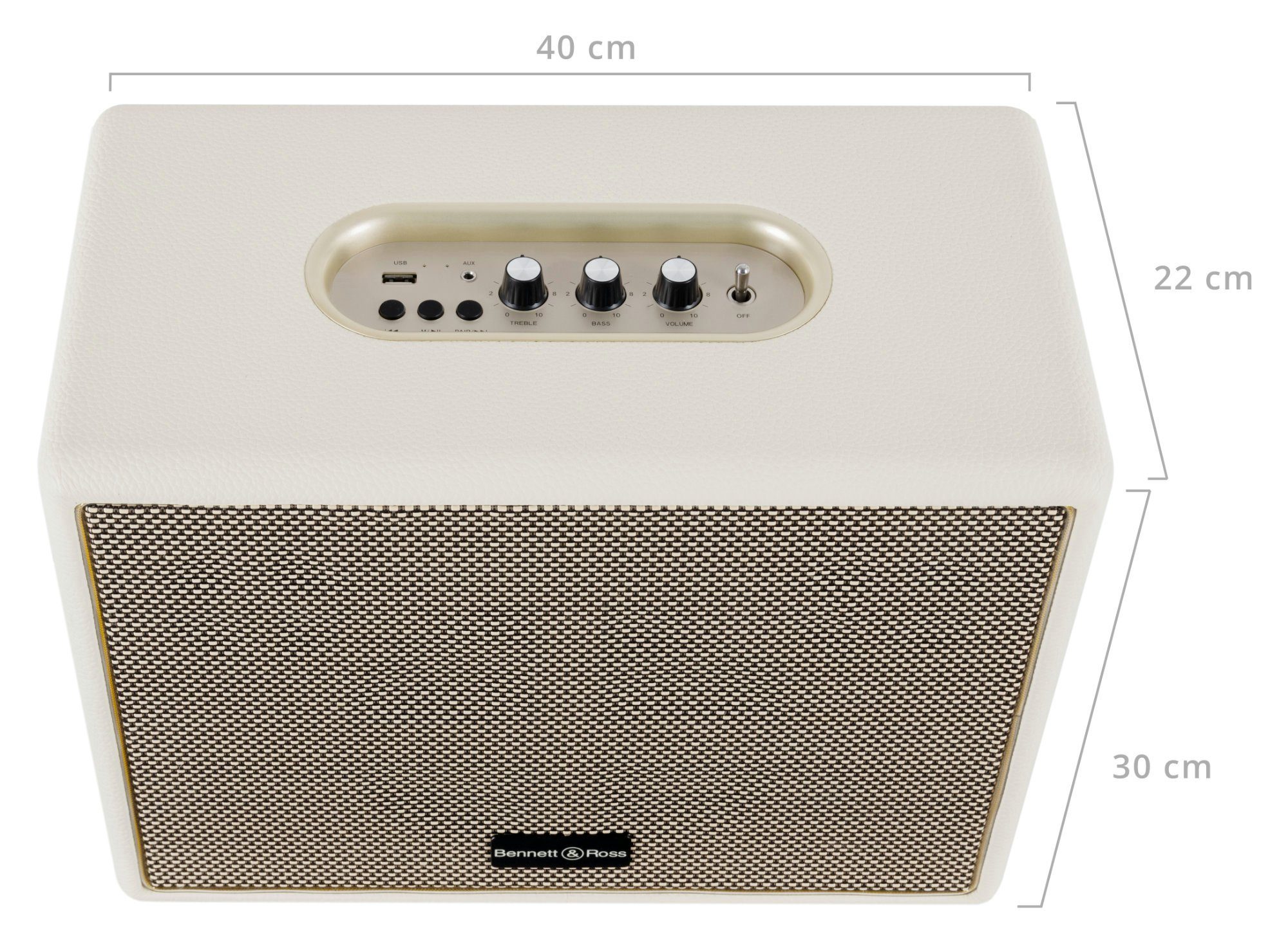 Giant W, Blackmore TWS-Funktion) Retro Lederoptik Bluetooth-Speaker Ross BB-880 in Creme-Weiß Bennett Lautsprecher & (80 mit