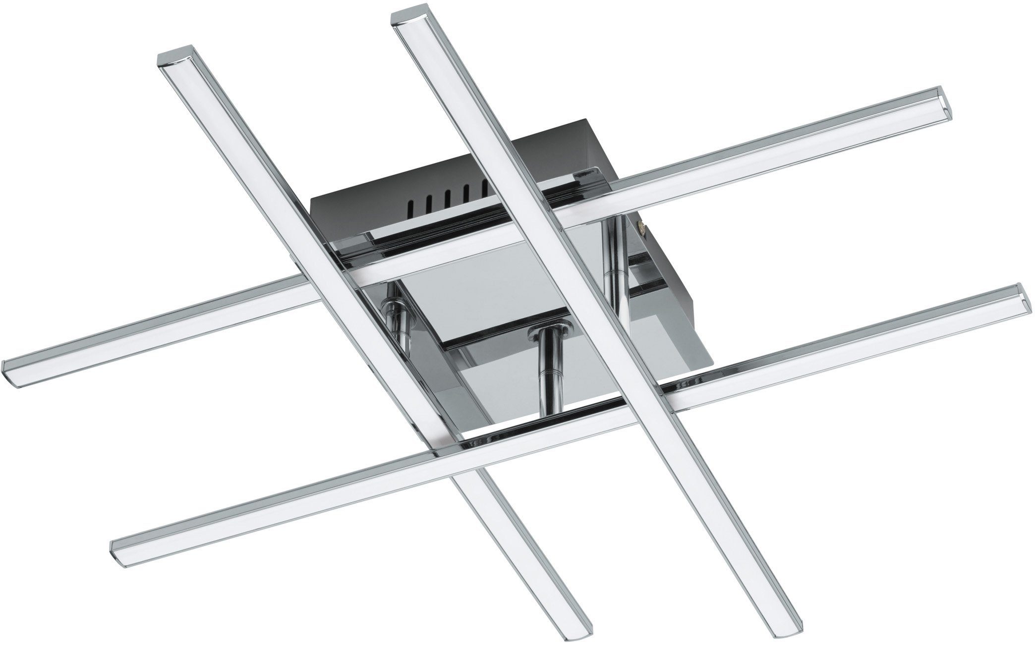 EGLO Deckenleuchte LASANA 1 Deckenlampe, chrom, weiß, schlanke Bauform, Wohnzimmerlampe, LED fest integriert, Warmweiß, Esszimmer, Küche, Schlafzimmer, modern, minimalistisch, 50x50x9,5cm