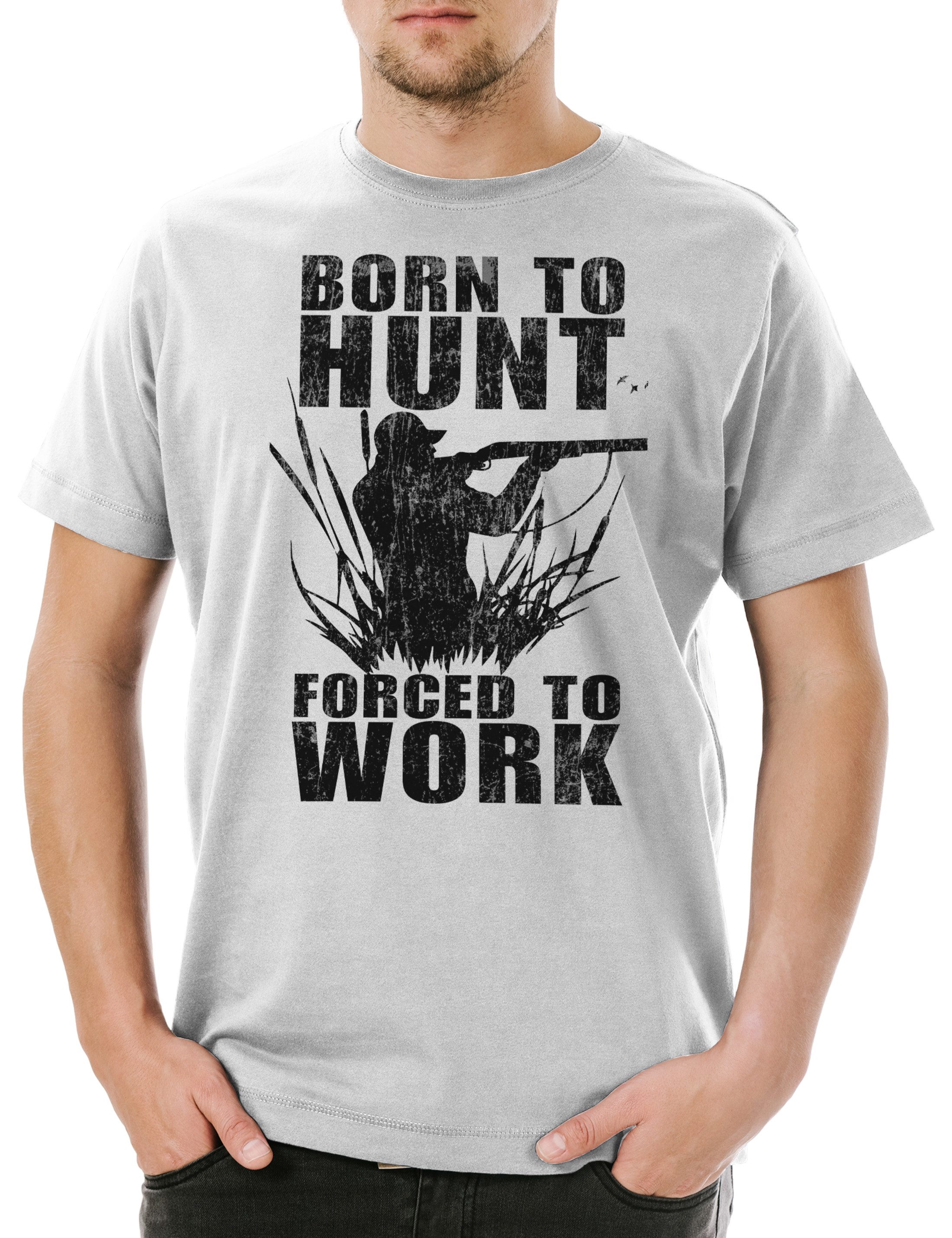 Urban Backwoods Print-Shirt Born To Hunt Herren T-Shirt Hirsch Reh Jagd Jäger Bär Geweih Deer Bear (1-tlg) Fun Hunt Antlers Hunter