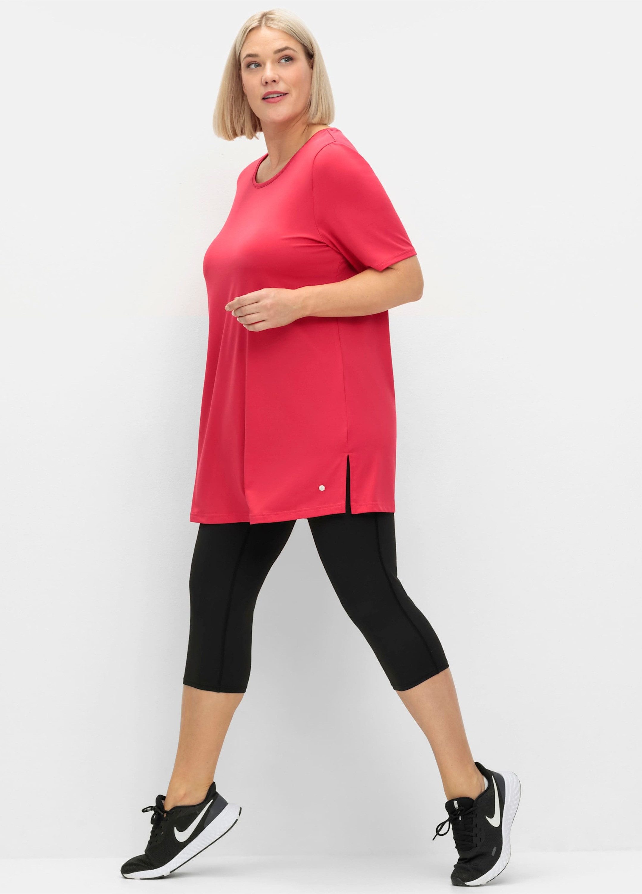 Sheego Trainingsshirt Longshirt Kurzarm