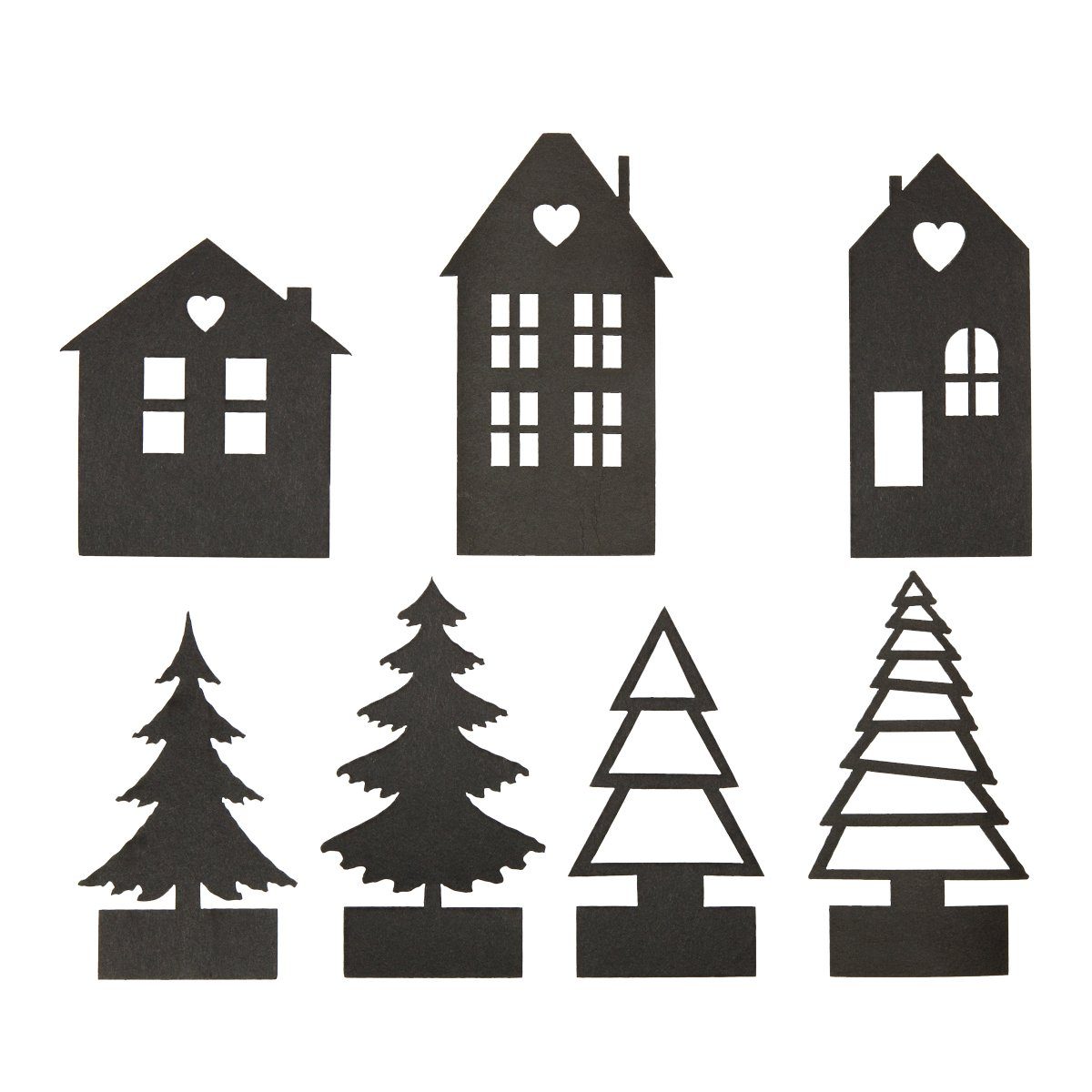 HALBACH Papierdekoration Papierzuschnitte Häuser und cm -10 4,5 Bäume, 7er-Set, cm