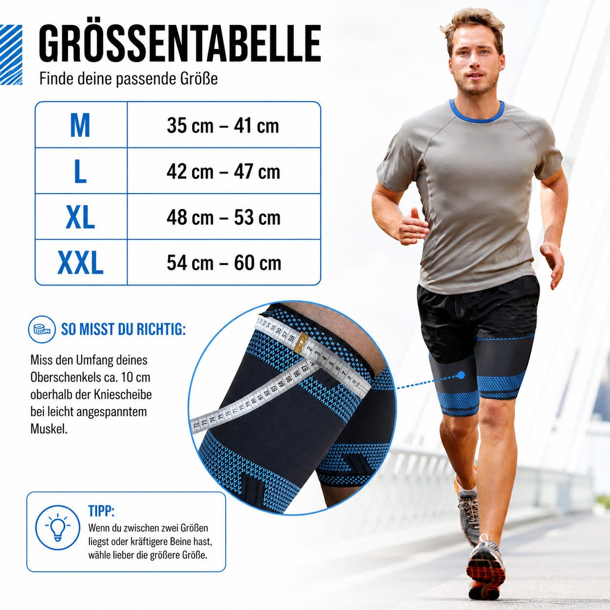 AGILE NOW Oberschenkelbandage Oberschenkel Kompression Stabilisator (Hochwertige Oberschenkelbandagen), Rutschfeste Oberschenkelbandage für Männer & Damen (2 Stück)