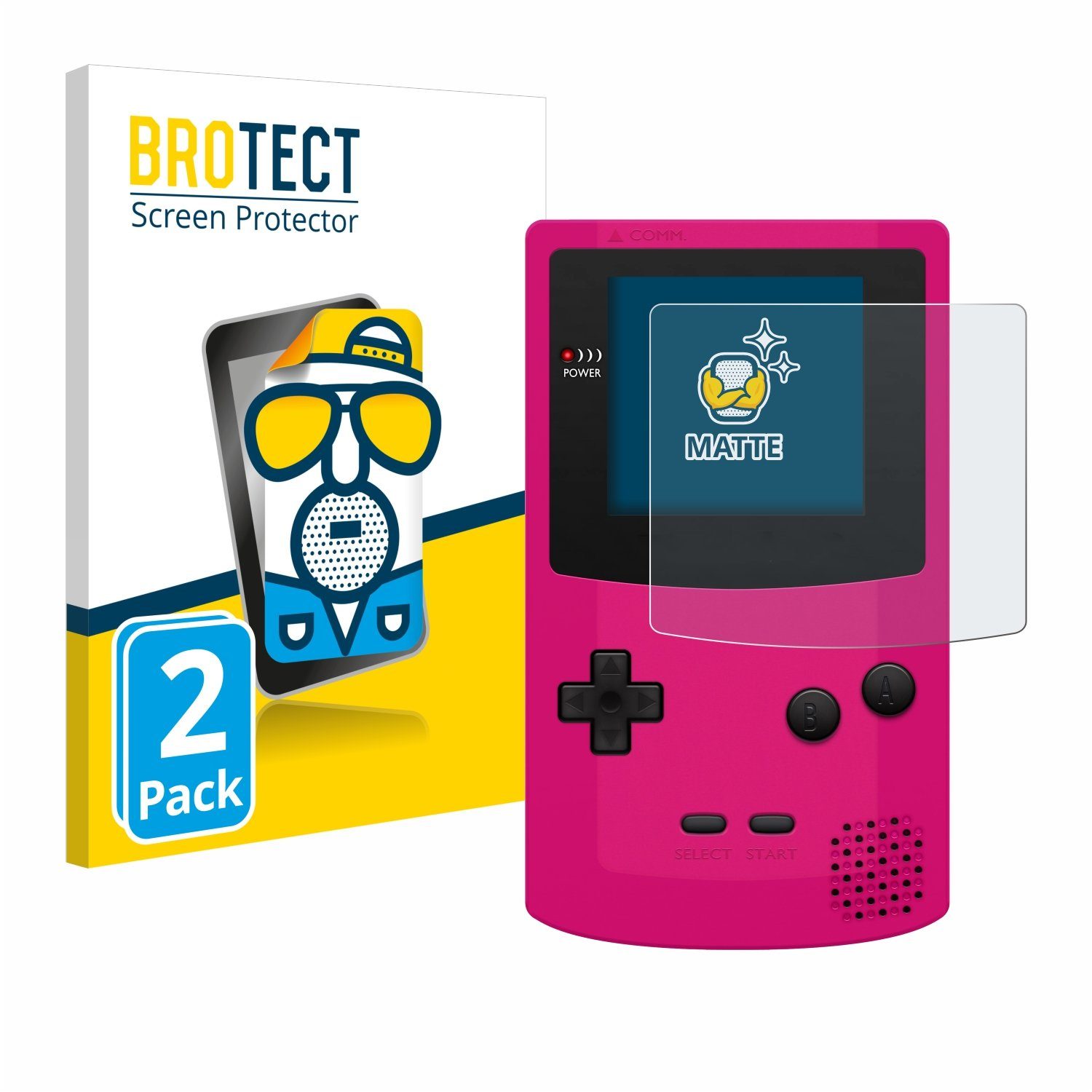 BROTECT Displayschutzfolie Schutzfolie für Nintendo Gameboy Color, 2 Stück, Displayschutz Schutz Folie Matt Entspiegelungsfolie
