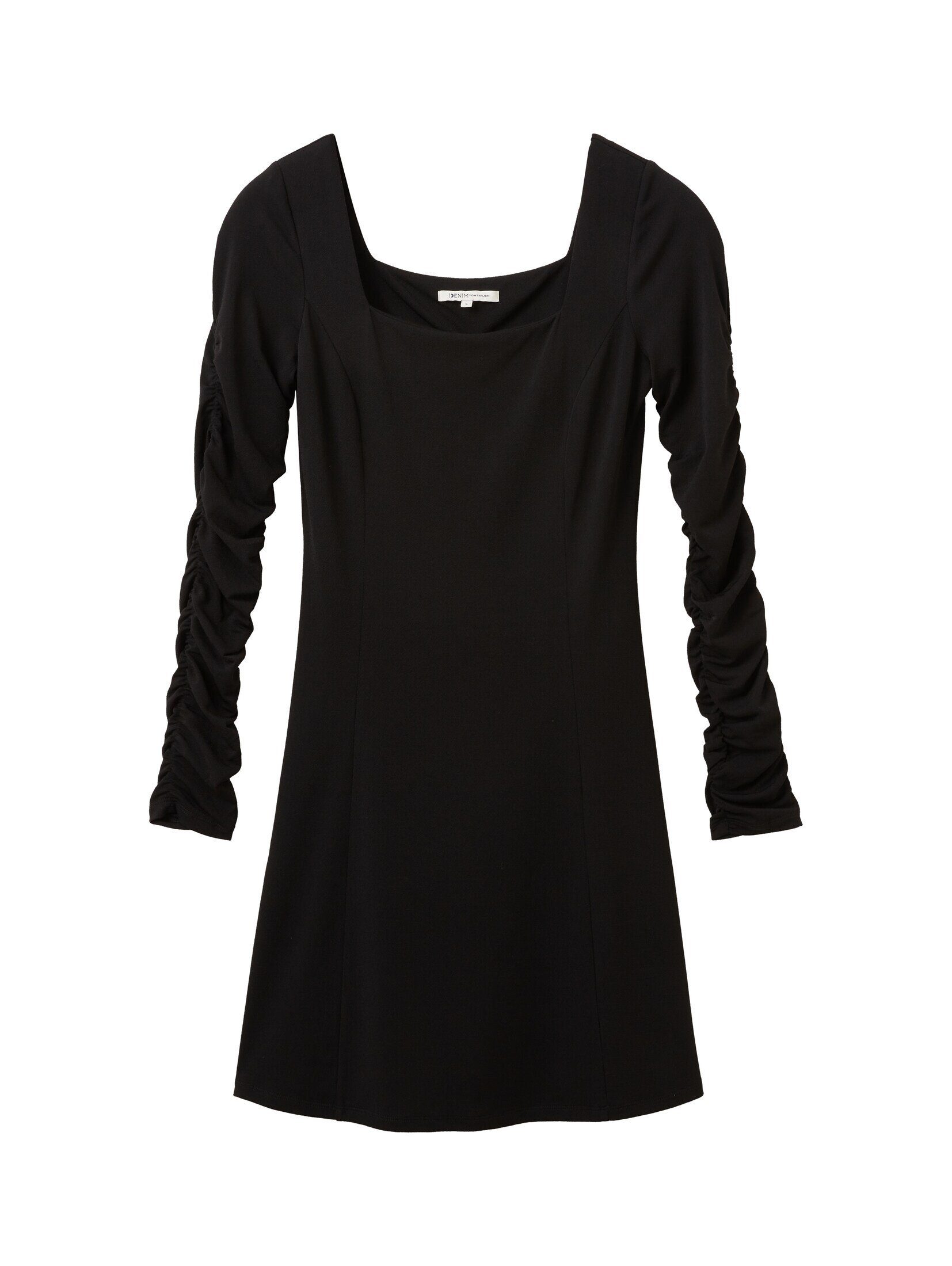 Jerseykleid TOM Karree mit Denim TAILOR Kleid Ausschnitt