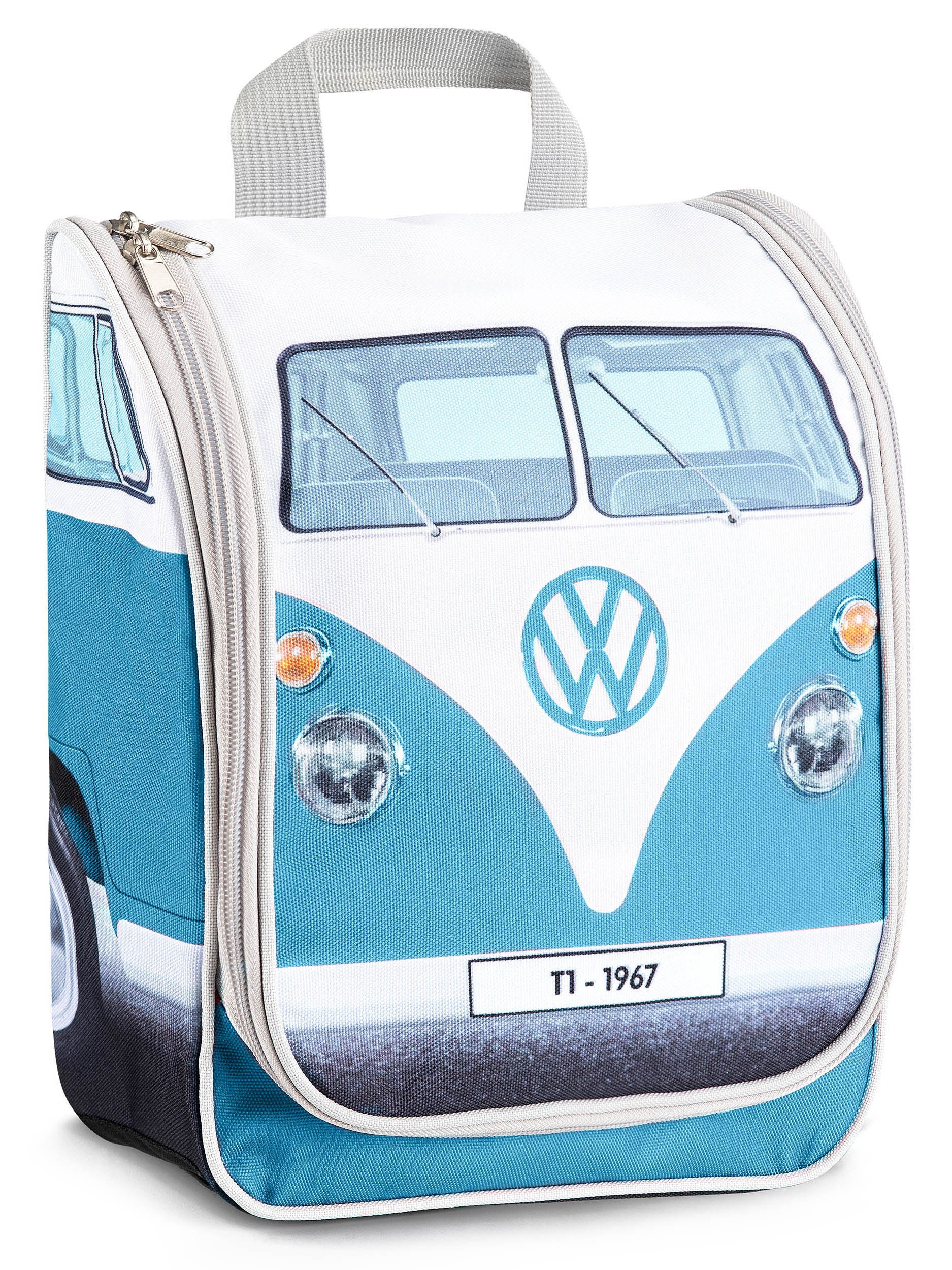 VW Collection by BRISA Kulturbeutel Volkswagen Kulturtasche, Kosmetiktasche zum Aufhängen (1 Stück, mit 3 elastischen Netztaschen und 1 Netztasche mit Reißverschluss), nicht nur ein Fanartikel