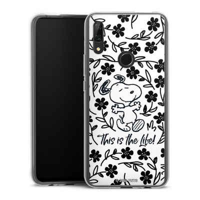 DeinDesign Handyhülle Peanuts Blumen Snoopy Snoopy Black and White This Is The Life, Huawei P Smart Z Silikon Hülle Bumper Case Handy Schutzhülle