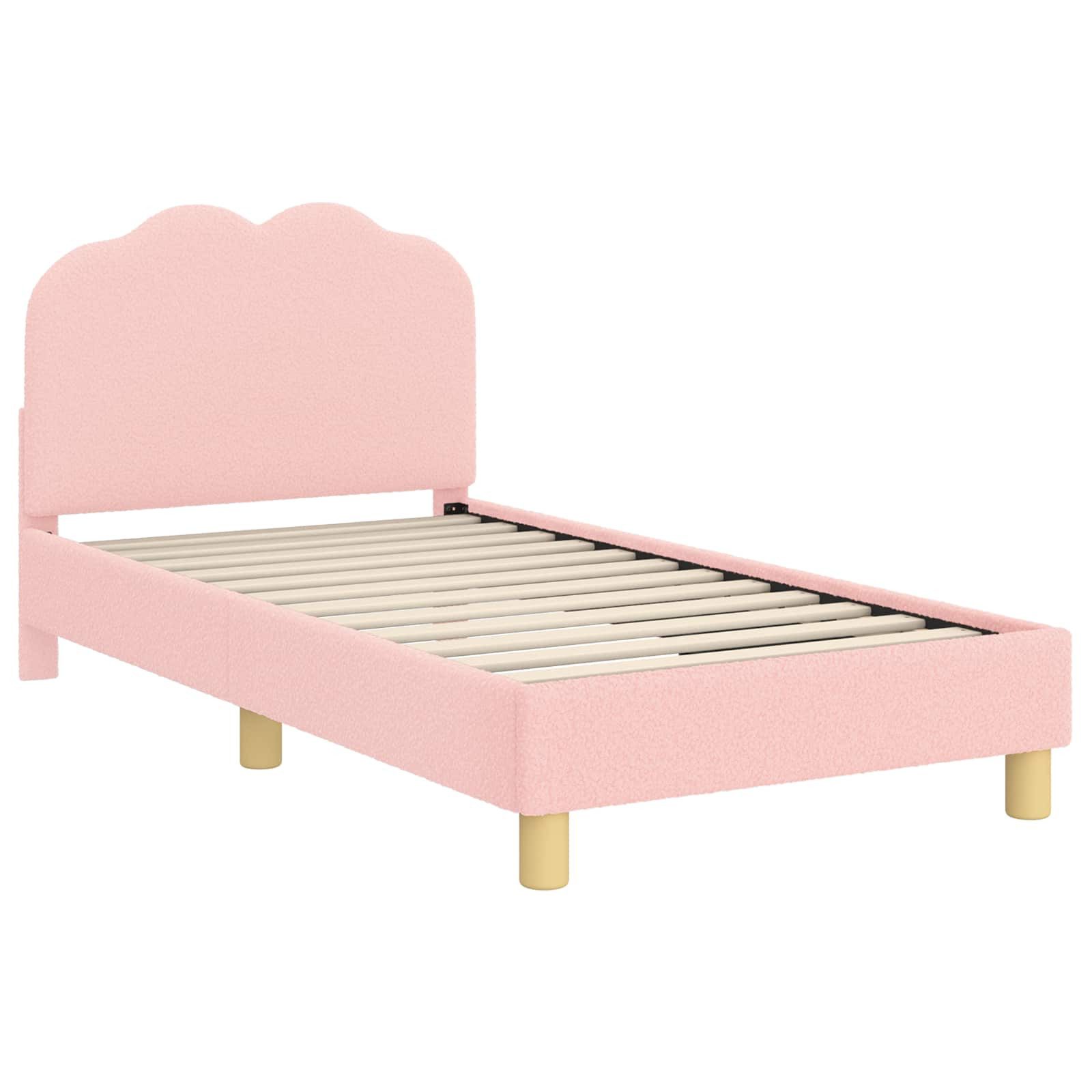 vidaXL Bett Kinderbettgestell mit Kopfteil Rosa 80 x 160 cm Bouclé (1-tlg)