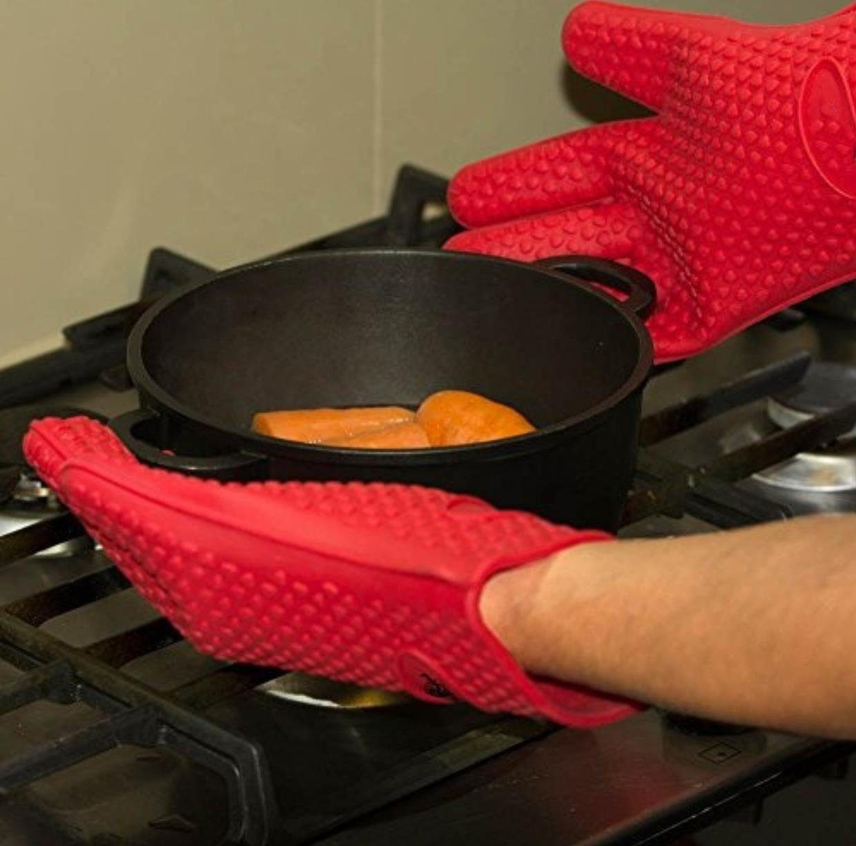Grillhandschuhe RHP Küchenhandschuhe Grillen Ofenhandschuhe Hitzebeständig Backofen