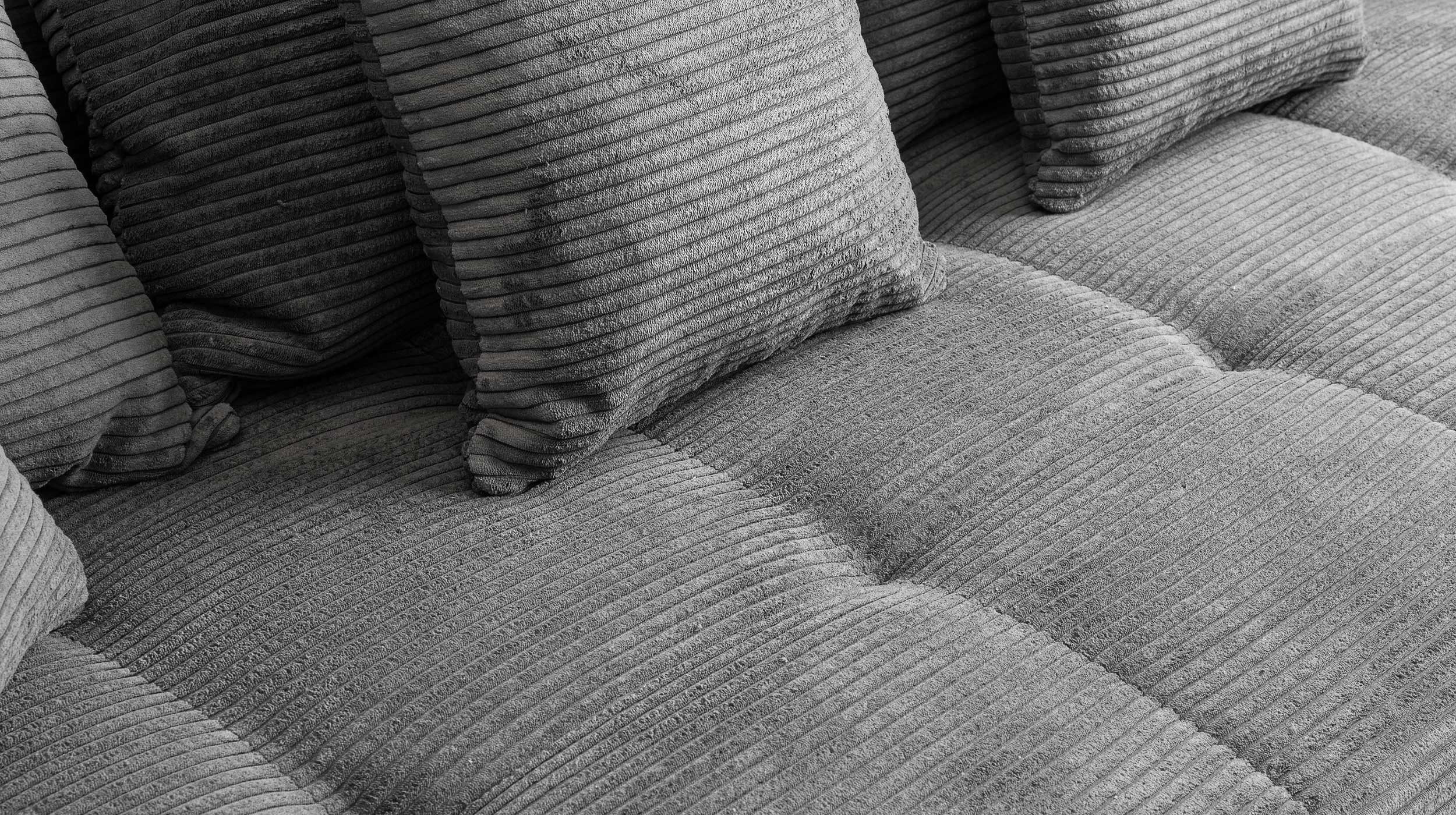 Massivart® Big-Sofa Cord grau oder beige 254 cm / 4-Sitzer Cordsofa / BORNEO, Nosagunterfederung / inklusive Kissen Set