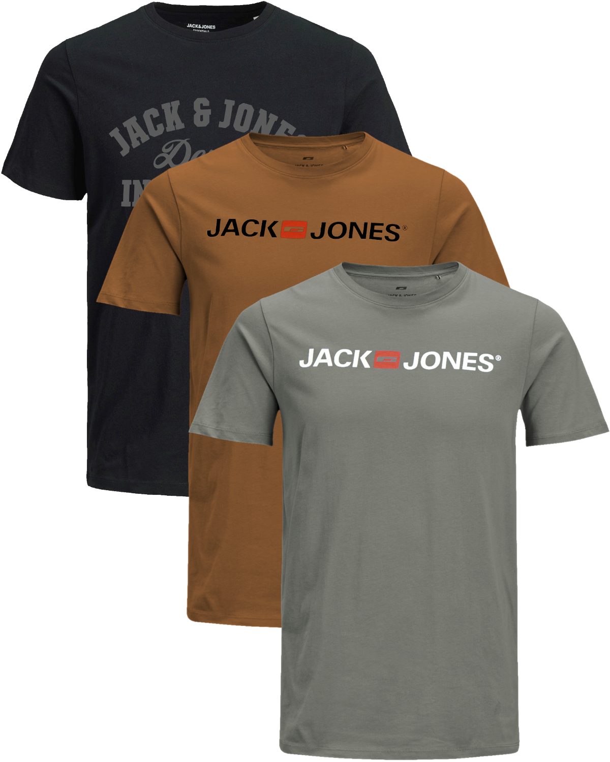 Jack & Jones T-Shirt Stilvolles Slim-Fit oder Regular Shirt mit Printdruck (3er-Pack) Printdruck