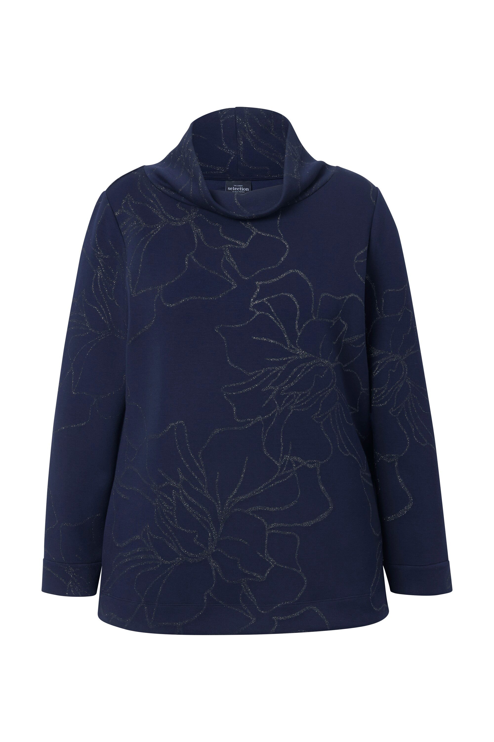 Sweatshirt Sweatshirt Glitzer-Blüten Stehkragen Modalmix