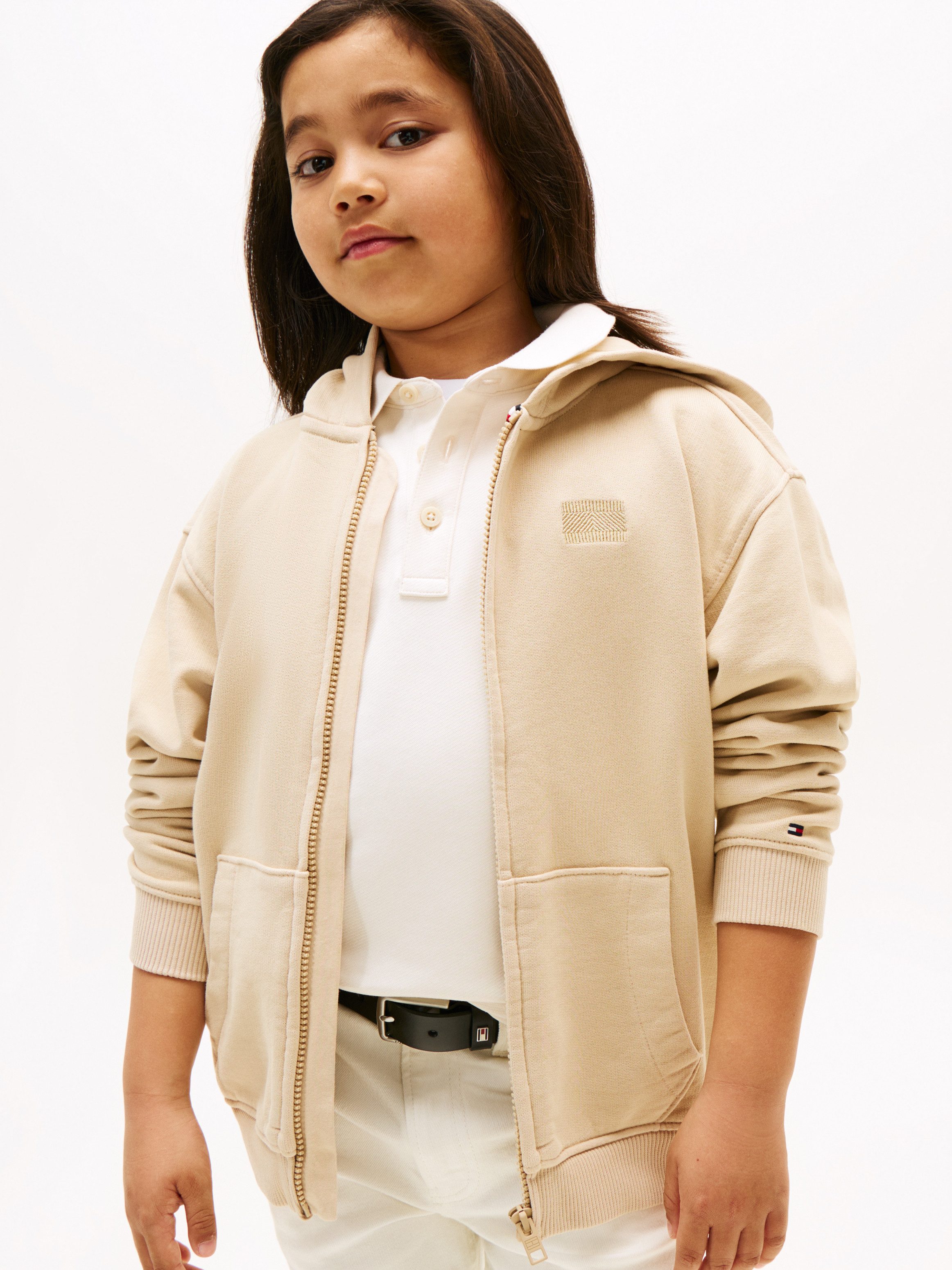 Tommy Hilfiger Kapuzensweatjacke TONAL FLAG EMB ZIP HOODIE für Kinder bis 16 Jahre, mit Kapuze