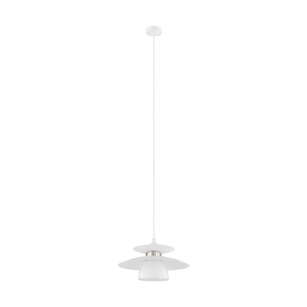 EGLO Hängeleuchte BRENDA, ohne Leuchtmittel, Pendelleuchte, Stahl, Farbe: Nickel matt, weiß, Fassung: E27, Ø: 32 cm