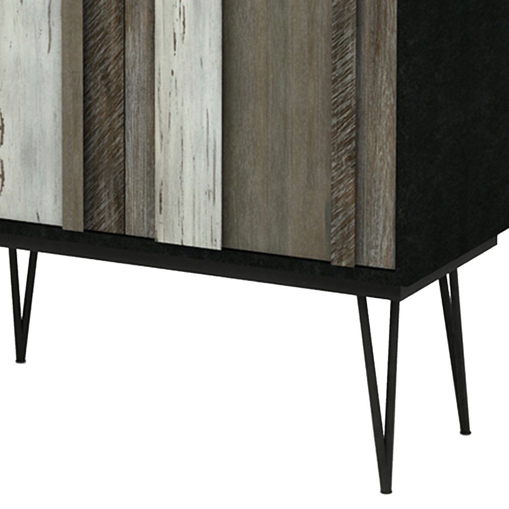 Schwarz (Standvitrine, Metall, Glasvitrine) Akazie Vitrine Grau Stylefy Adesso Design Massivholz, aus Skandinavisch Glaselemente,