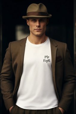 Baddery Print-Shirt Herren T-Shirt : Mr. Right - Funshirts für Männer aus Baumwolle, hochwertiger Siebdruck