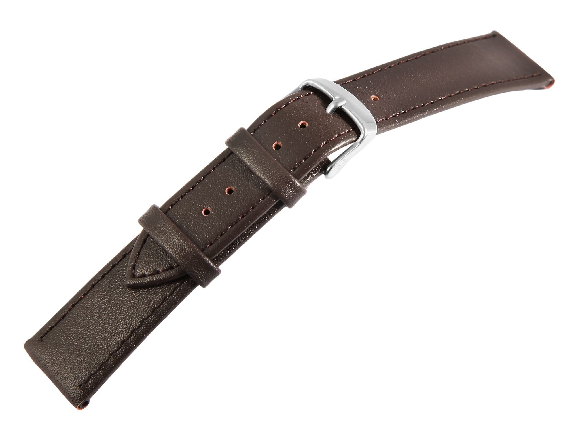 STEINMEISTER Uhrenarmband Ersatzarmband aus Echtleder - Dunkelbraun- genäht - 10 - 20 mm